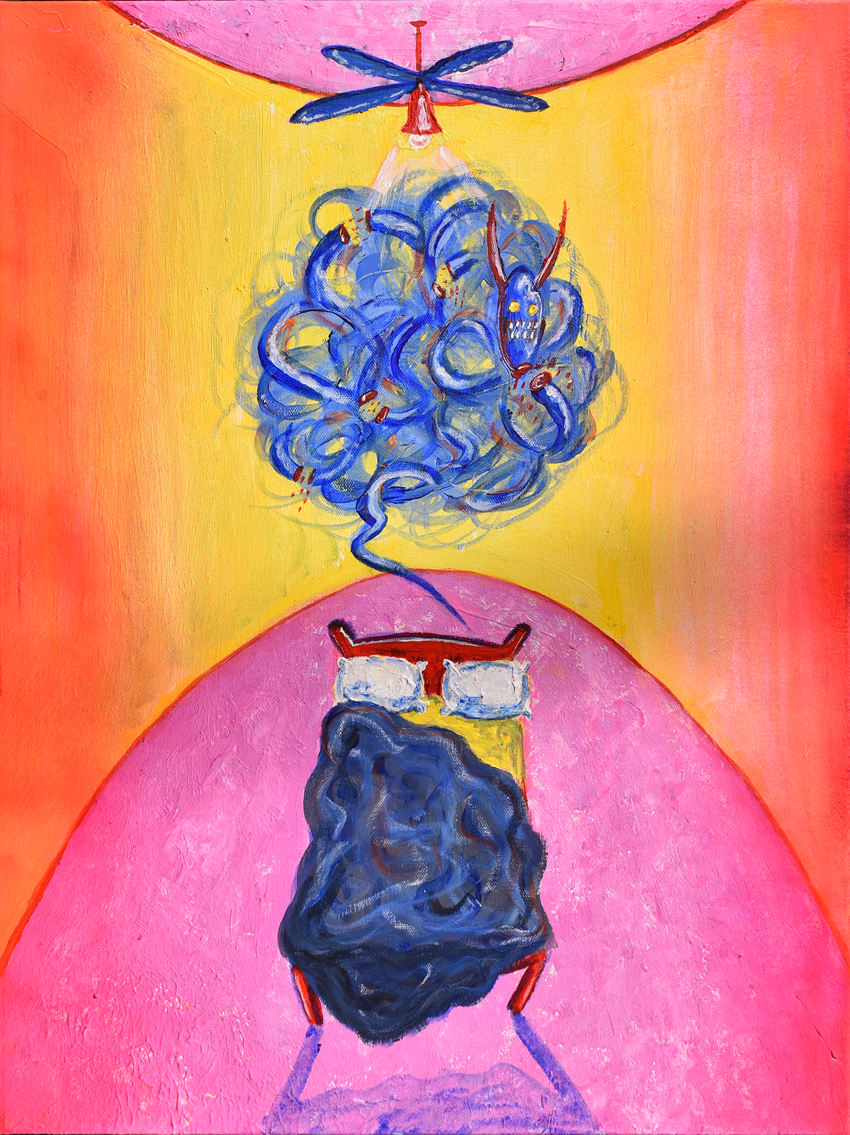 Mixed Media 'THE IMPOSSIBILITY OF SLEEP' - Mixed Media Painting Joseph Smolin