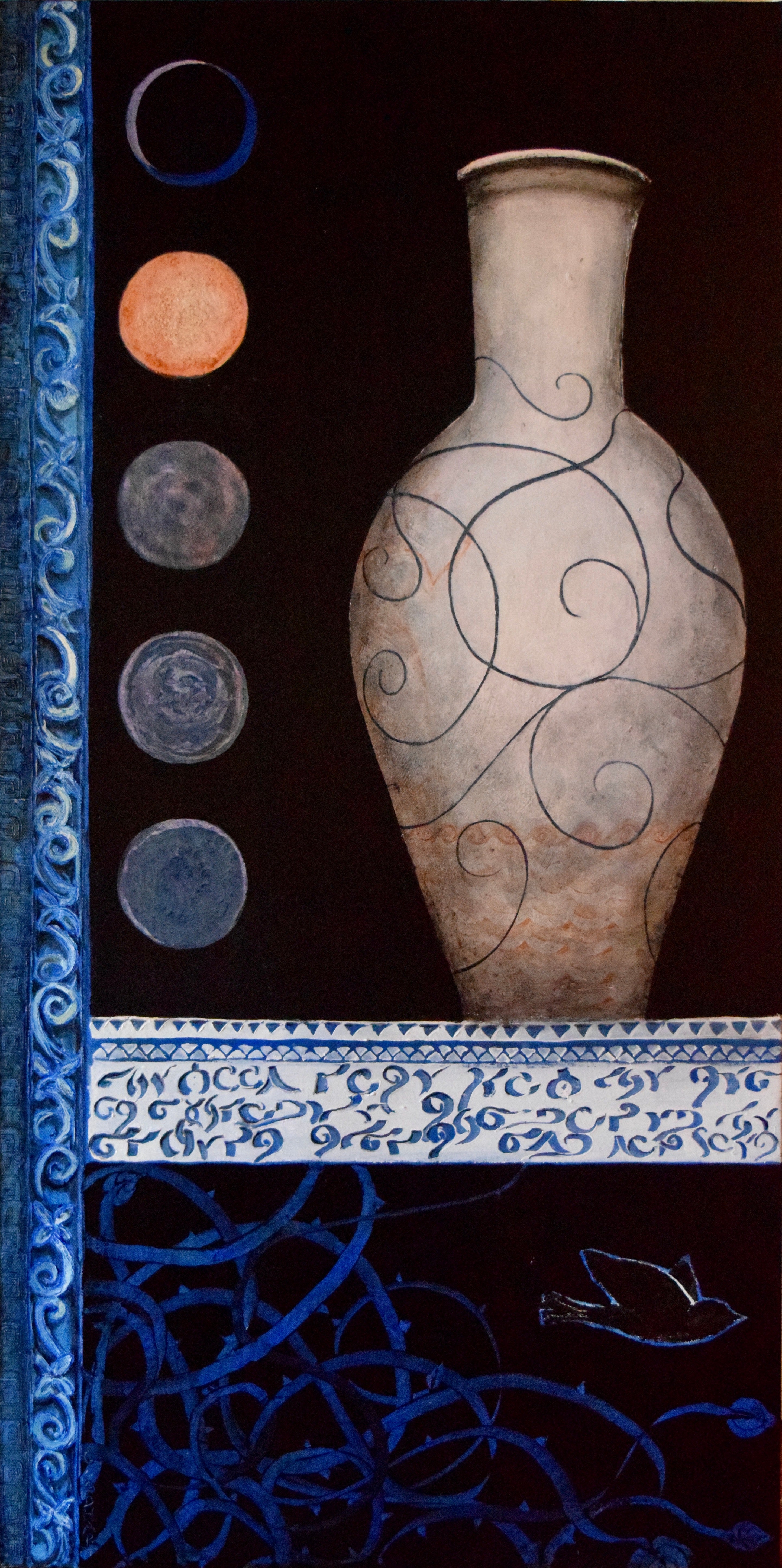 Figurative Oil 'THE MOON ROSE FROM THE SEA' - Oil on Canvas Laurie Goodhart