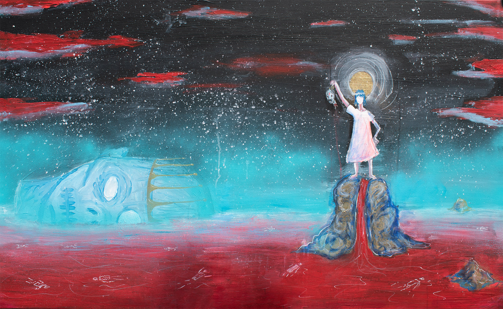 Acrylic Mixed Media 'THE REVOLUTIONARY’S DREAM' - Acrylic and Mixed Media on Canvas Joseph Smolin
