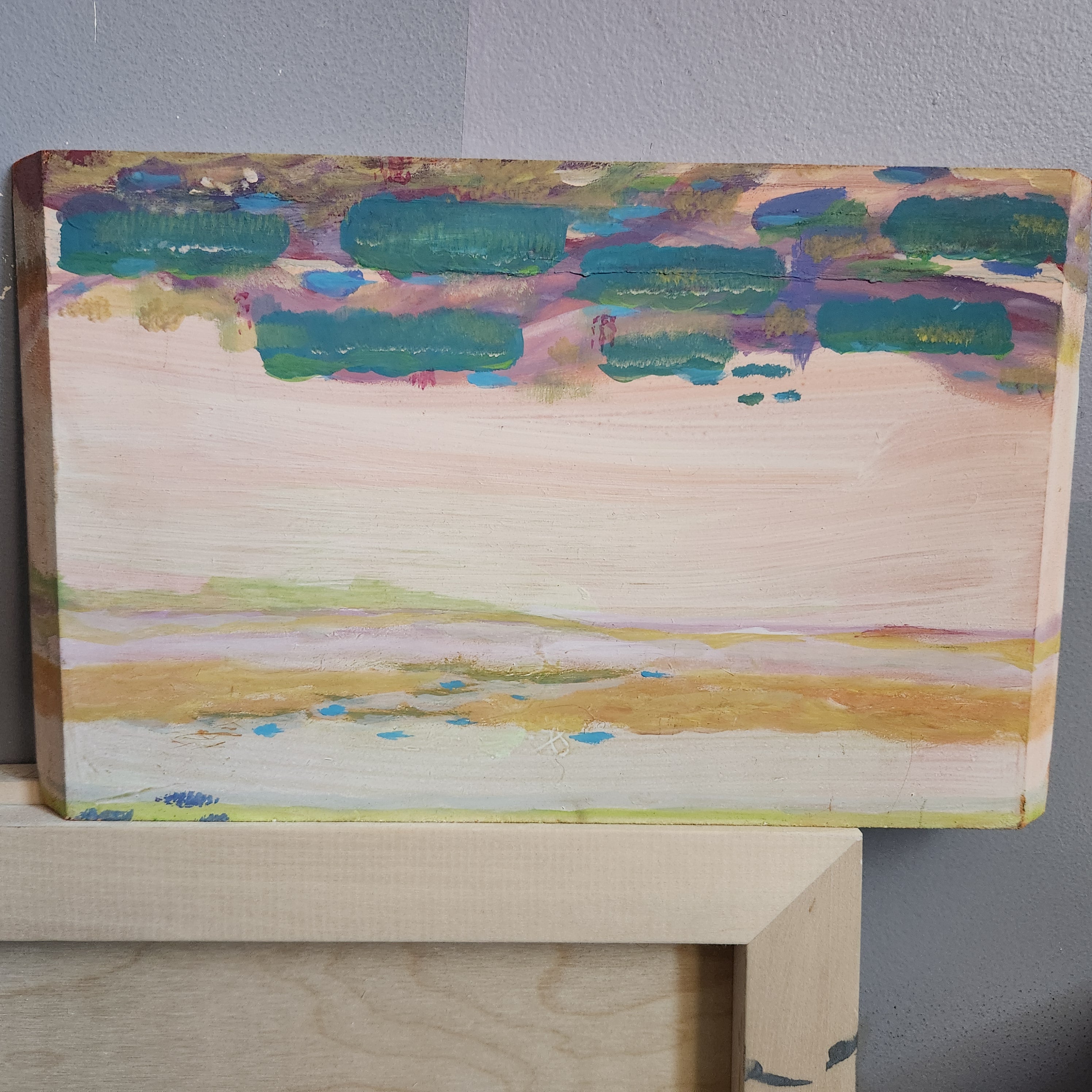 Colorfield Expressionist Landscape Visionary 'TIDAL' - Gouache on Wood Ian Carpenter