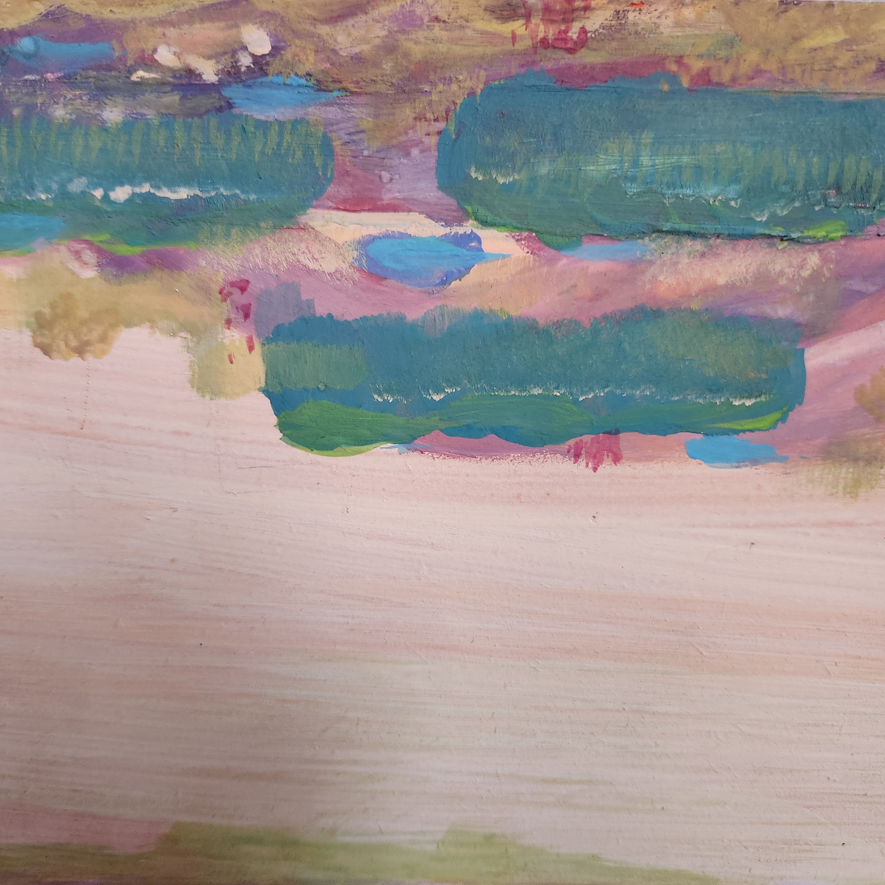 Colorfield Expressionist Landscape Visionary 'TIDAL' - Gouache on Wood Ian Carpenter