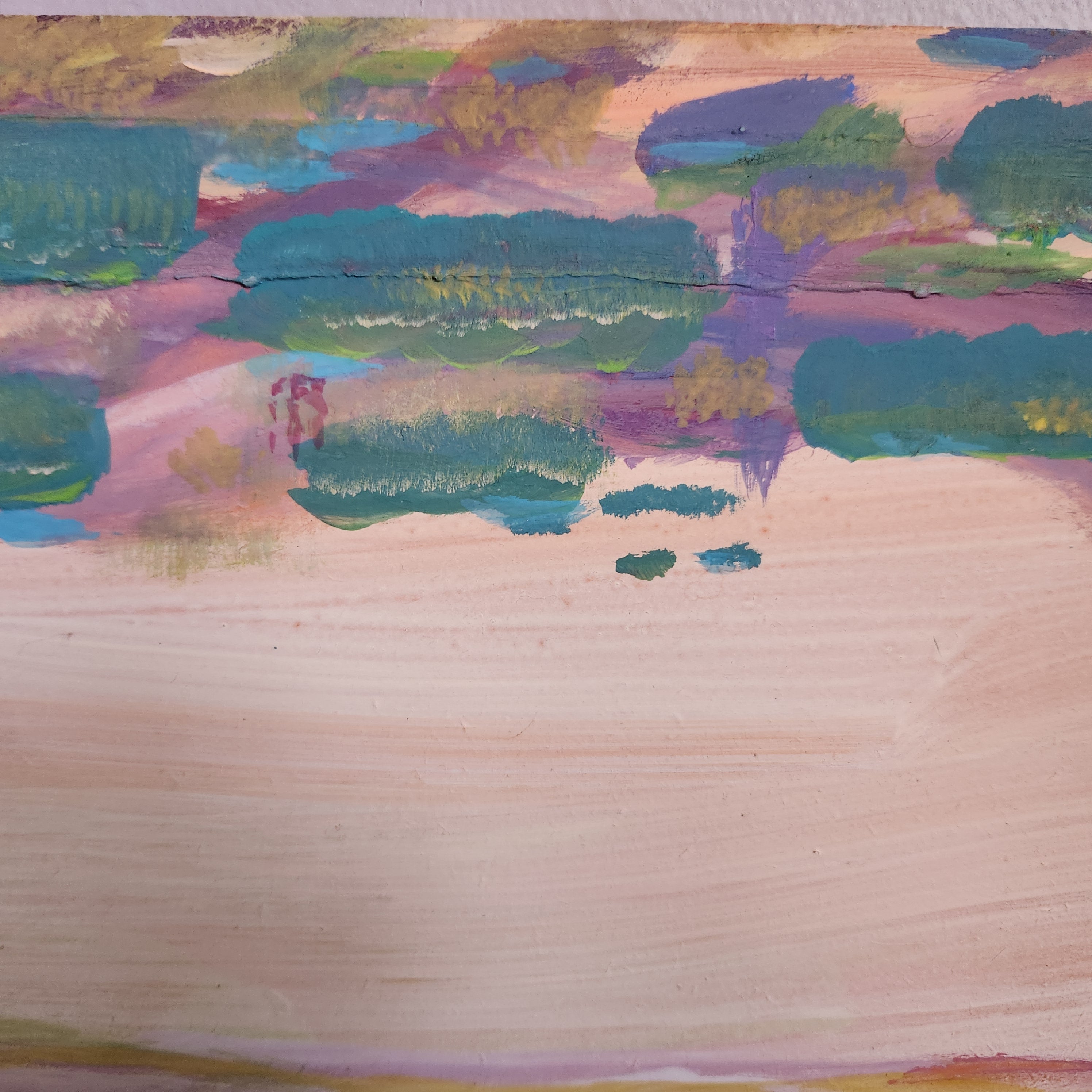 Colorfield Expressionist Landscape Visionary 'TIDAL' - Gouache on Wood Ian Carpenter