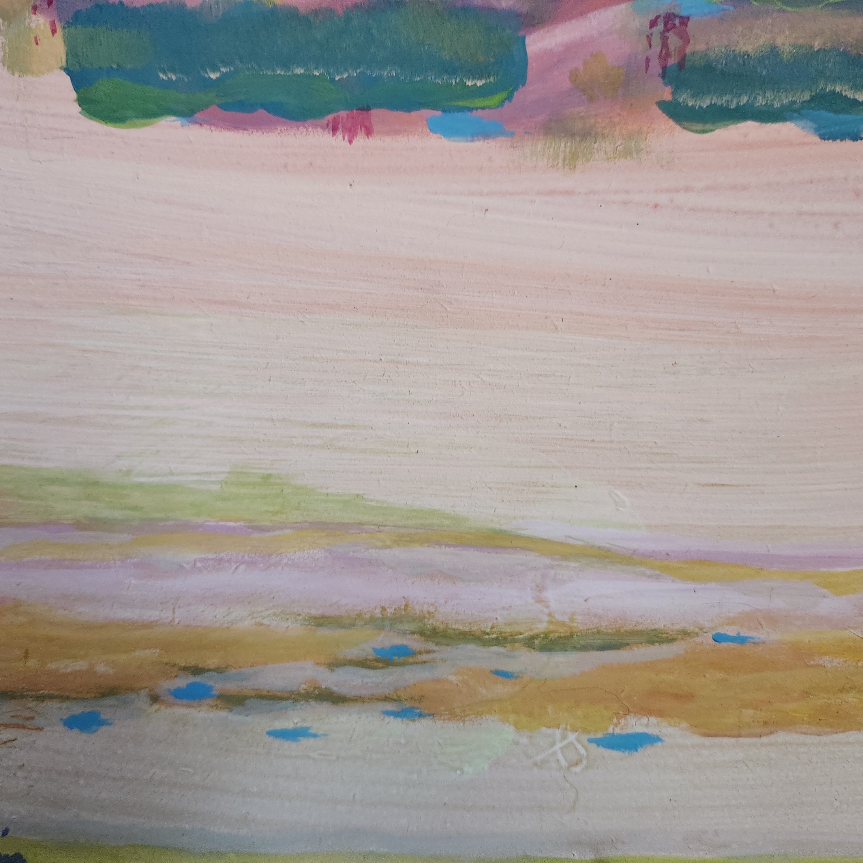 Colorfield Expressionist Landscape Visionary 'TIDAL' - Gouache on Wood Ian Carpenter