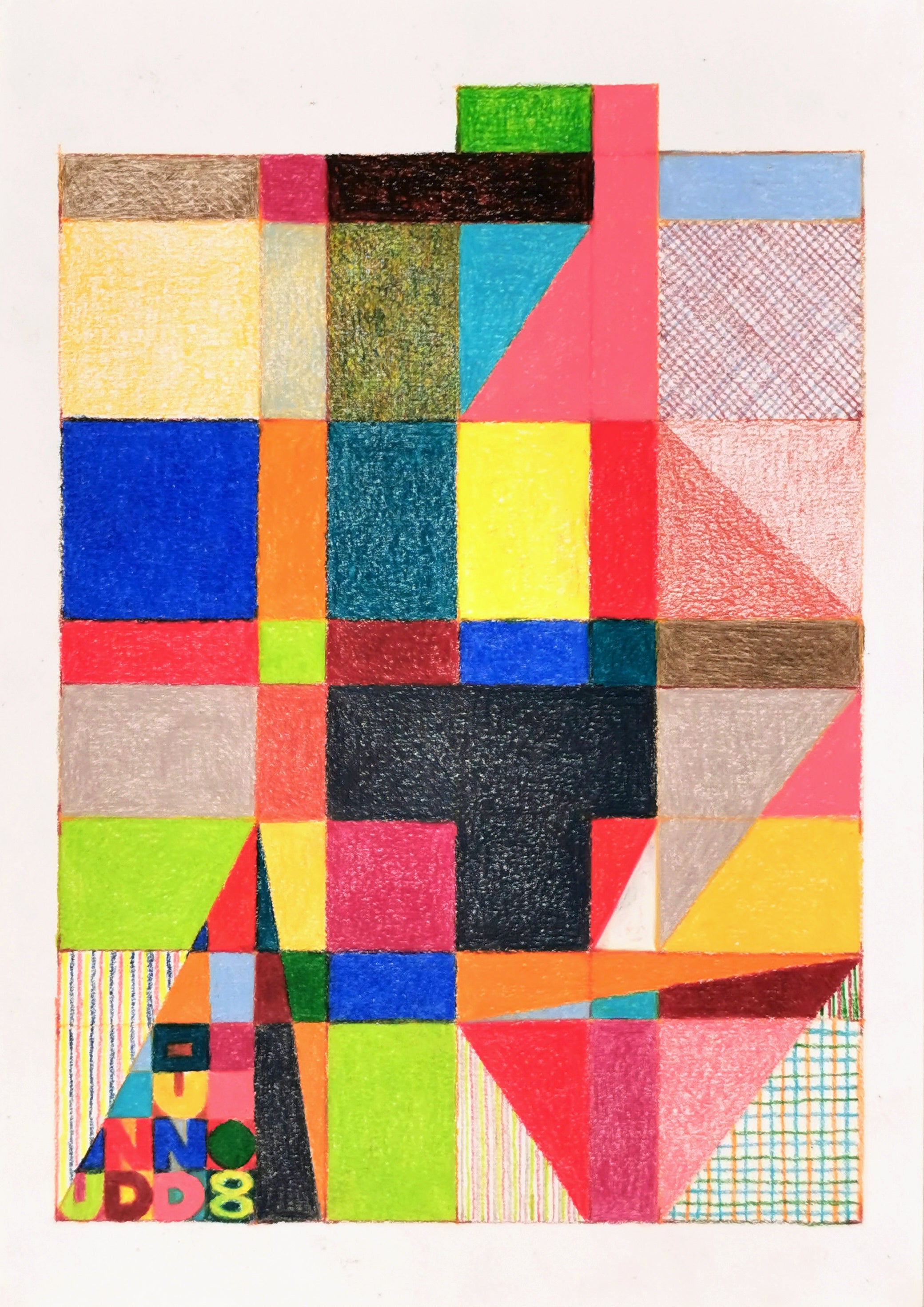 Abstract Contemporary Geometric 'UND - UND 08' - Colored Pencil on Paper Miika Nyyssonen