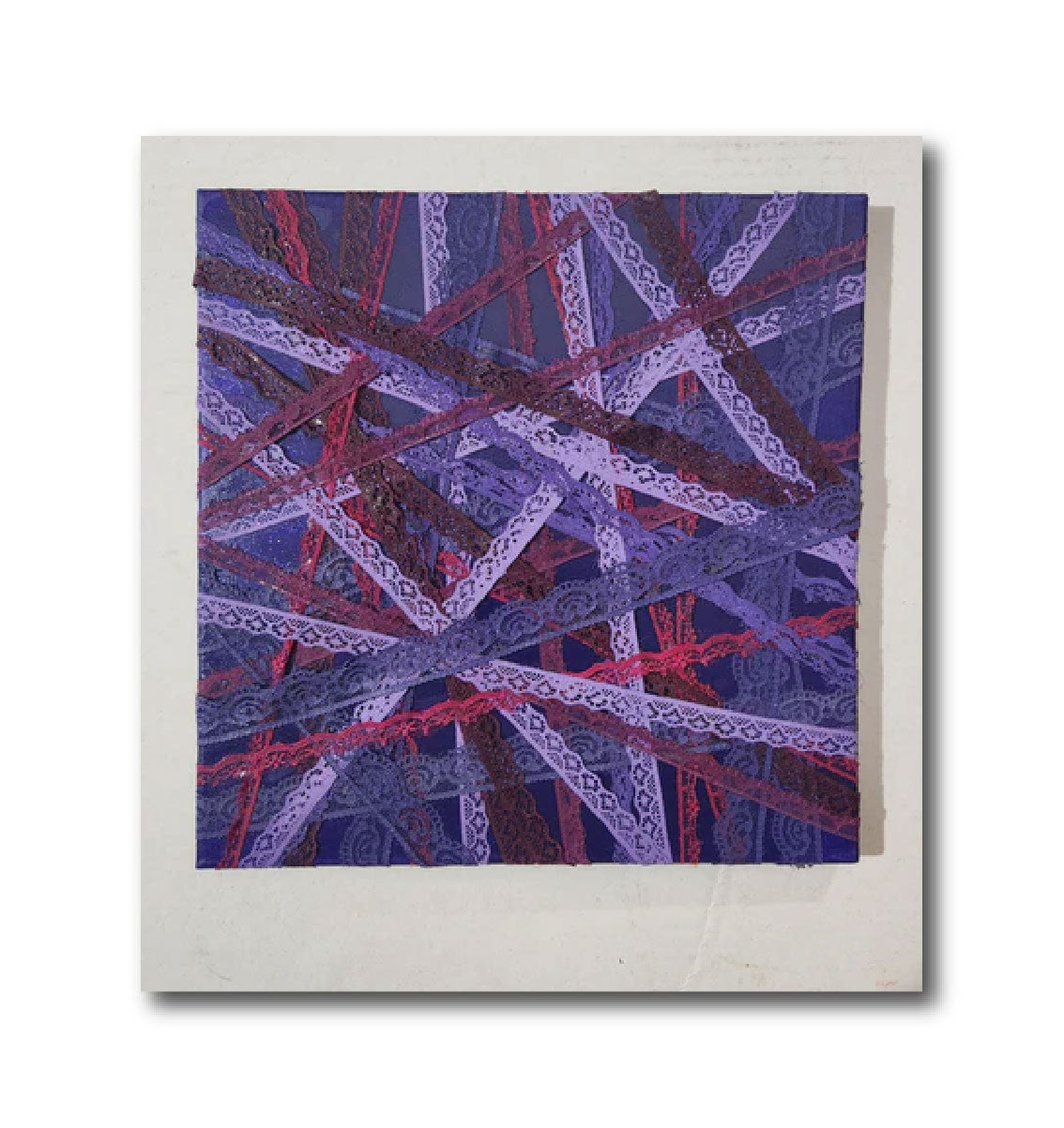 Abstract Acrylic Contemporary Painting 'PURPLE WEBS' Acrylic, Lace, and Mixed Media on Canvas Ulani Curry