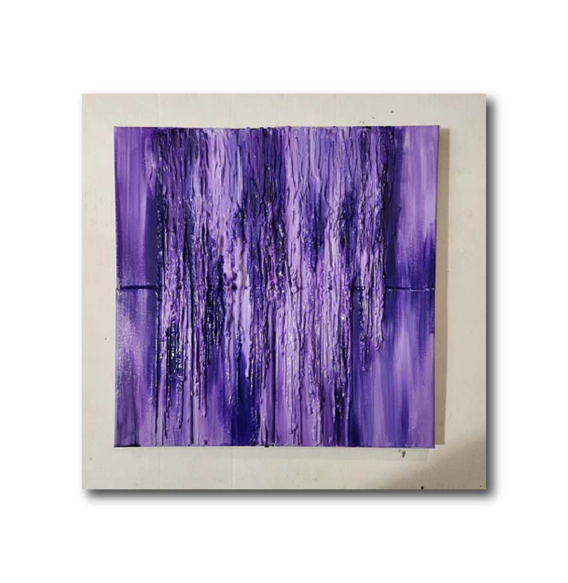 Abstract Acrylic Contemporary Painting 'PURPLES MELTING' Acrylic, Crayon, and Mixed Media on Canvas Ulani Curry