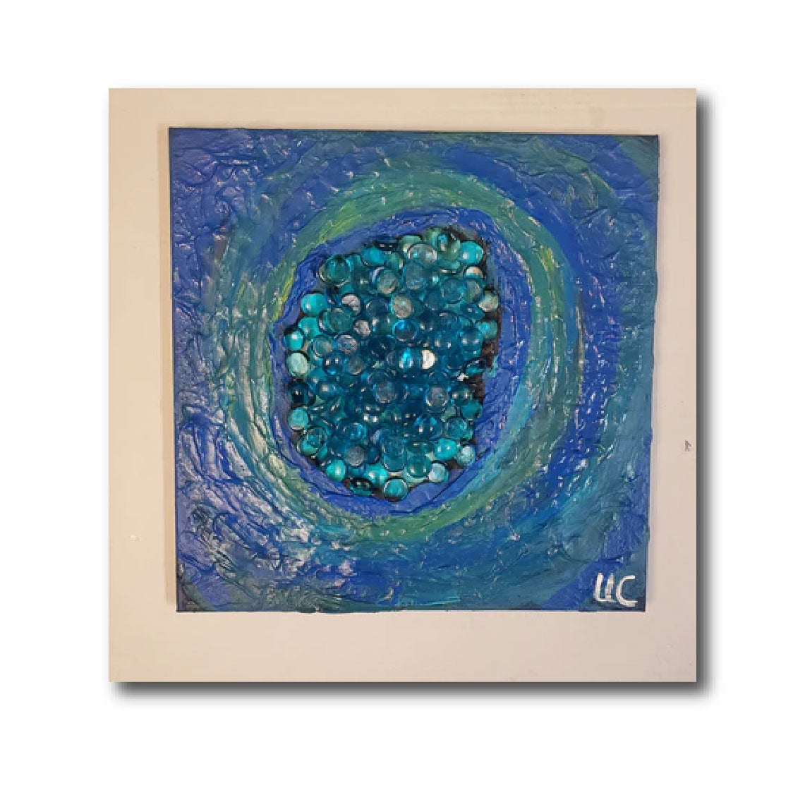 Abstract Acrylic Contemporary Painting 'WELCOME TO BLUELAND' - Acrylic, Object, and Mixed Media on Canvas Ulani Curry