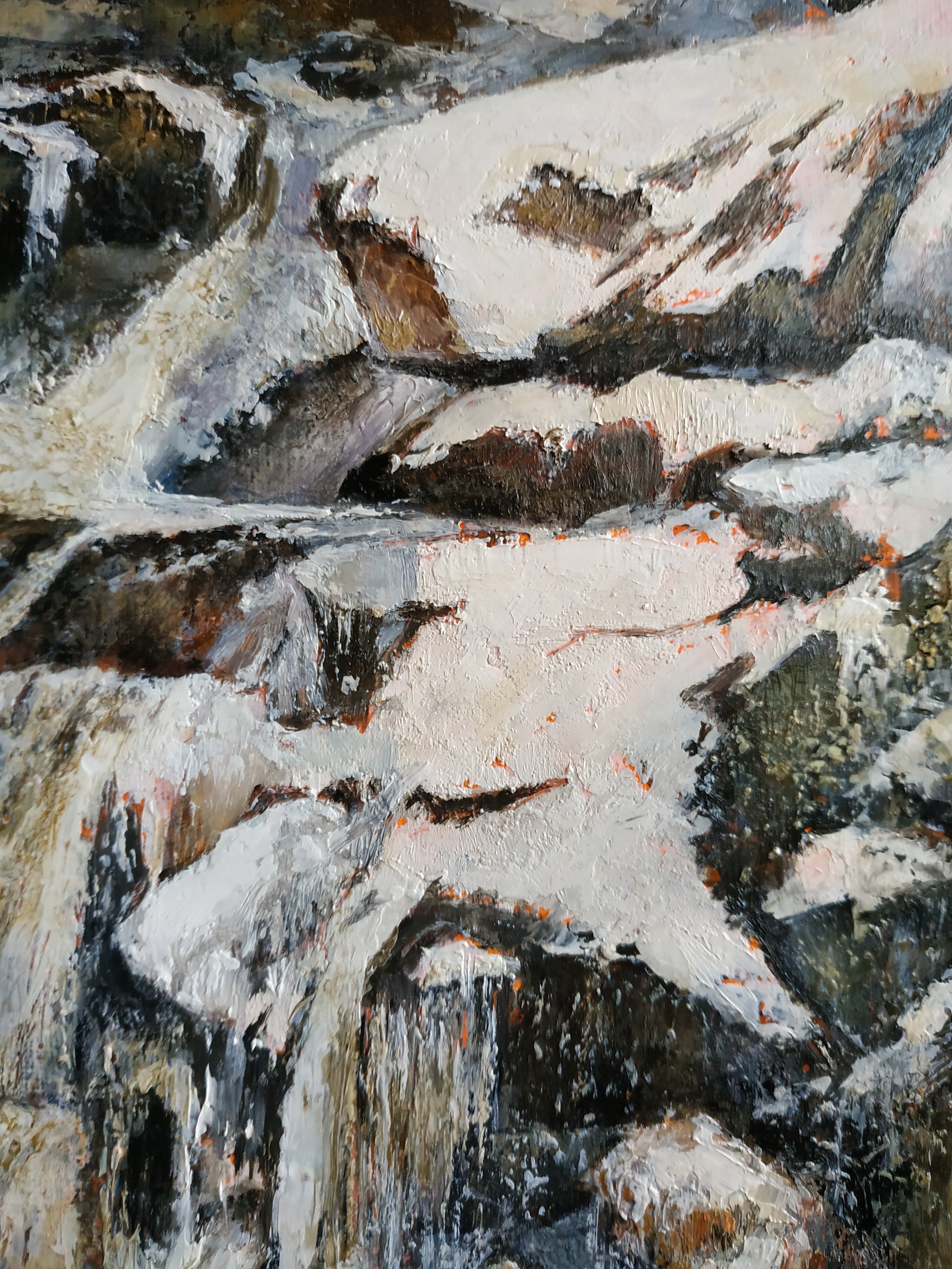 Landscape Oil Painting 'CASCADA CON NIEVE' - Oil on Paper Tomas Castano