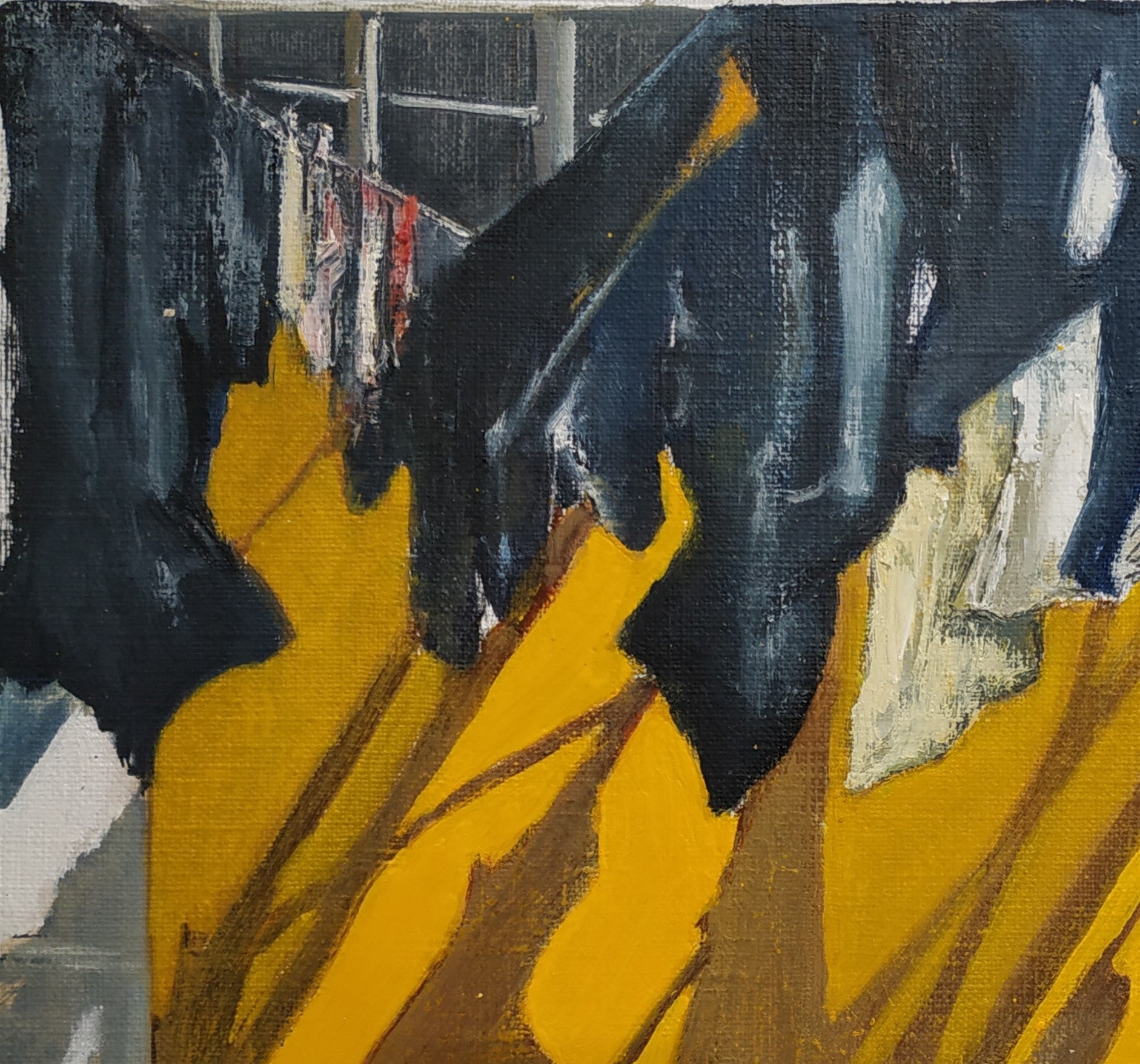Figurative Oil 'ROPA TENDIDA' - Oil on paper Tomas Castano