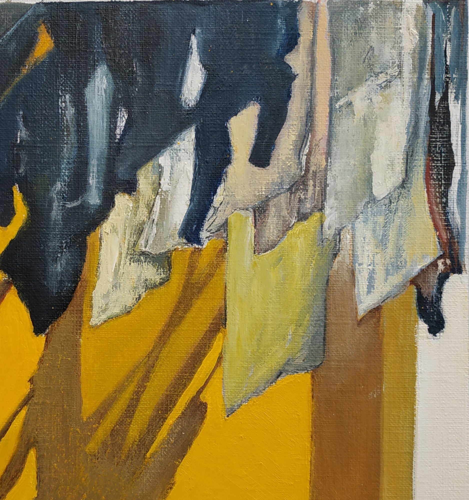 Figurative Oil 'ROPA TENDIDA' - Oil on paper Tomas Castano