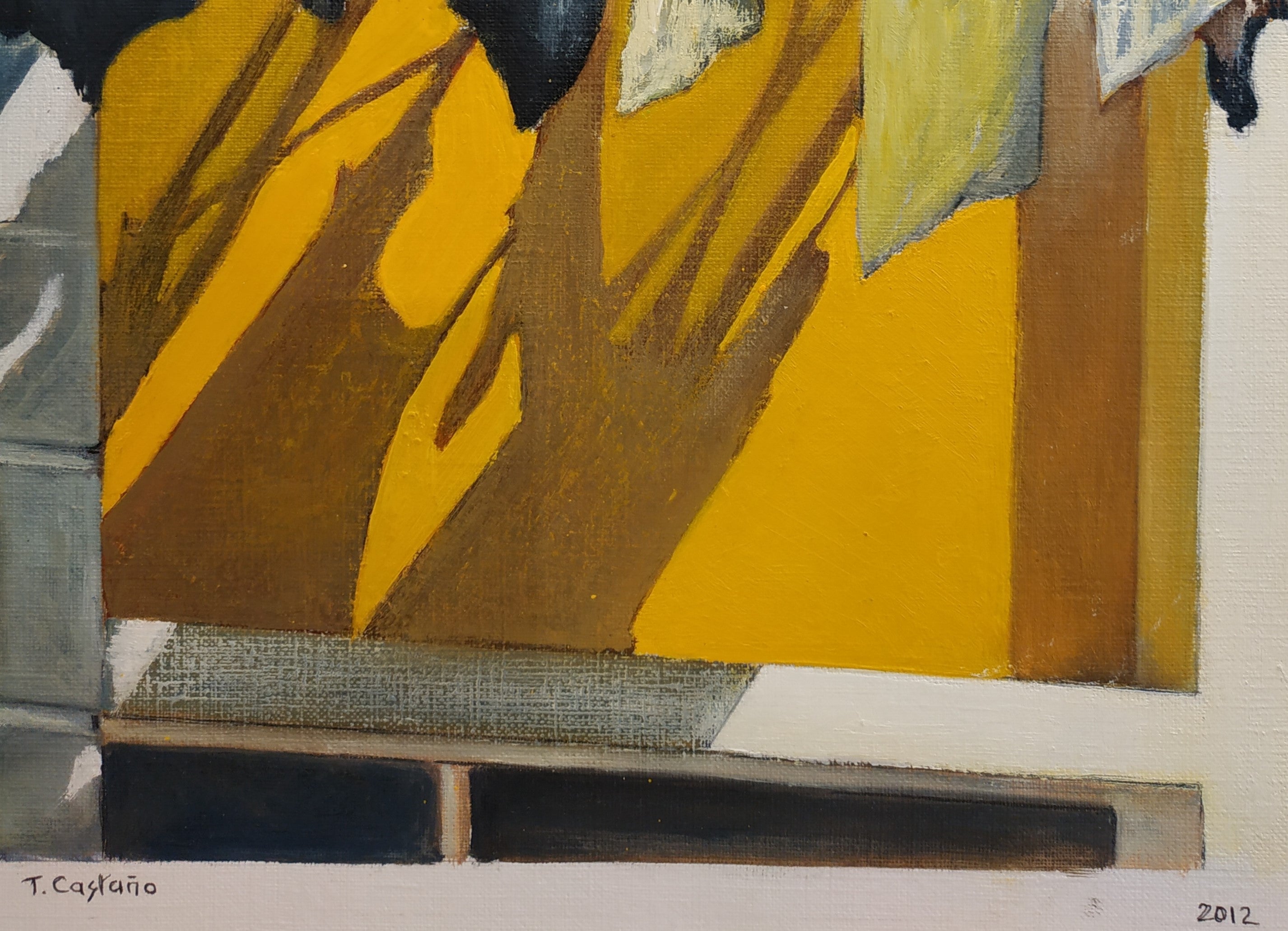 Figurative Oil 'ROPA TENDIDA' - Oil on paper Tomas Castano