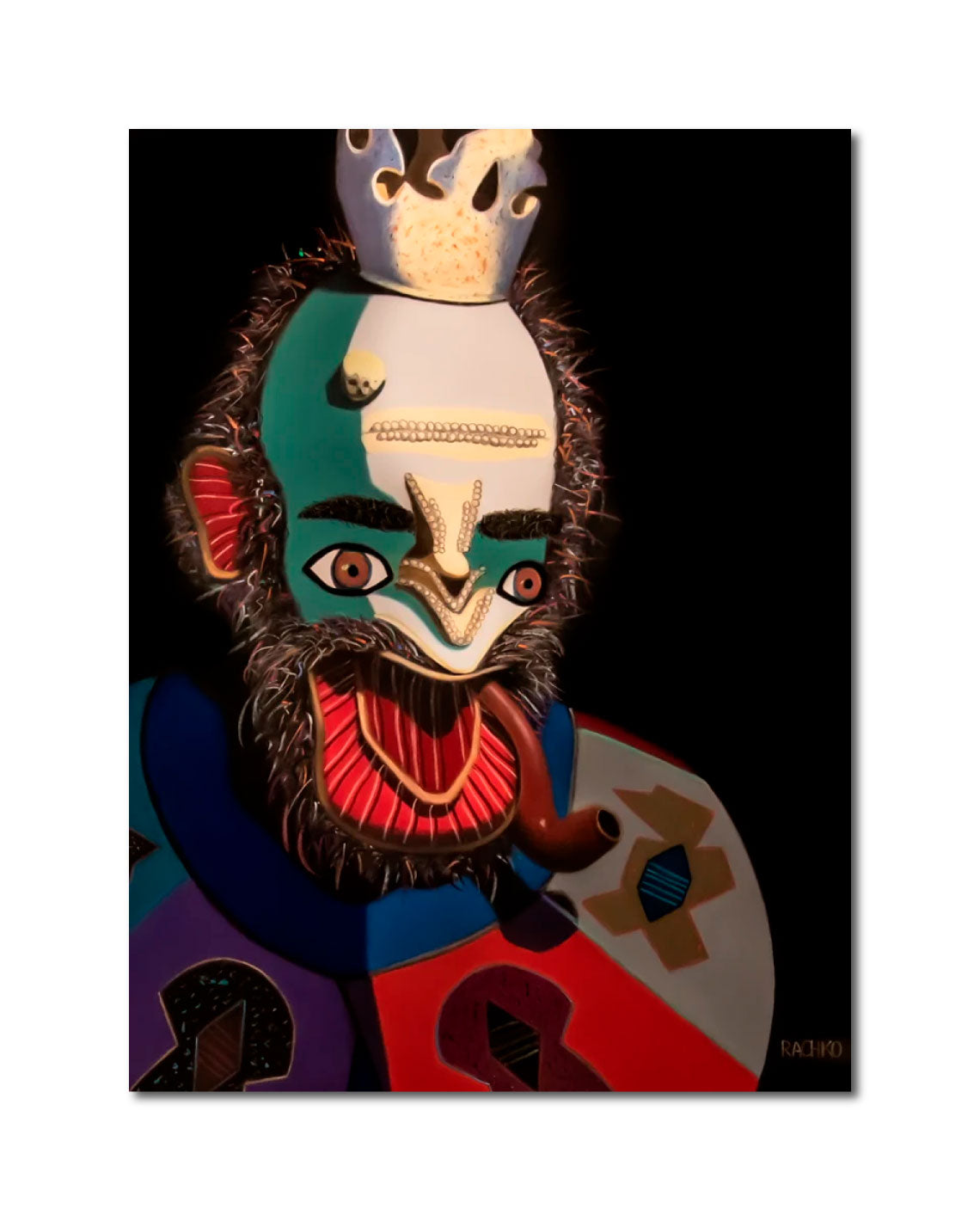 Acrylic Expressionist Figurative Painting Surrealism "VICEROY - BOLIVIANOS" Soft Pastel on Sandpaper Barbara Rachko