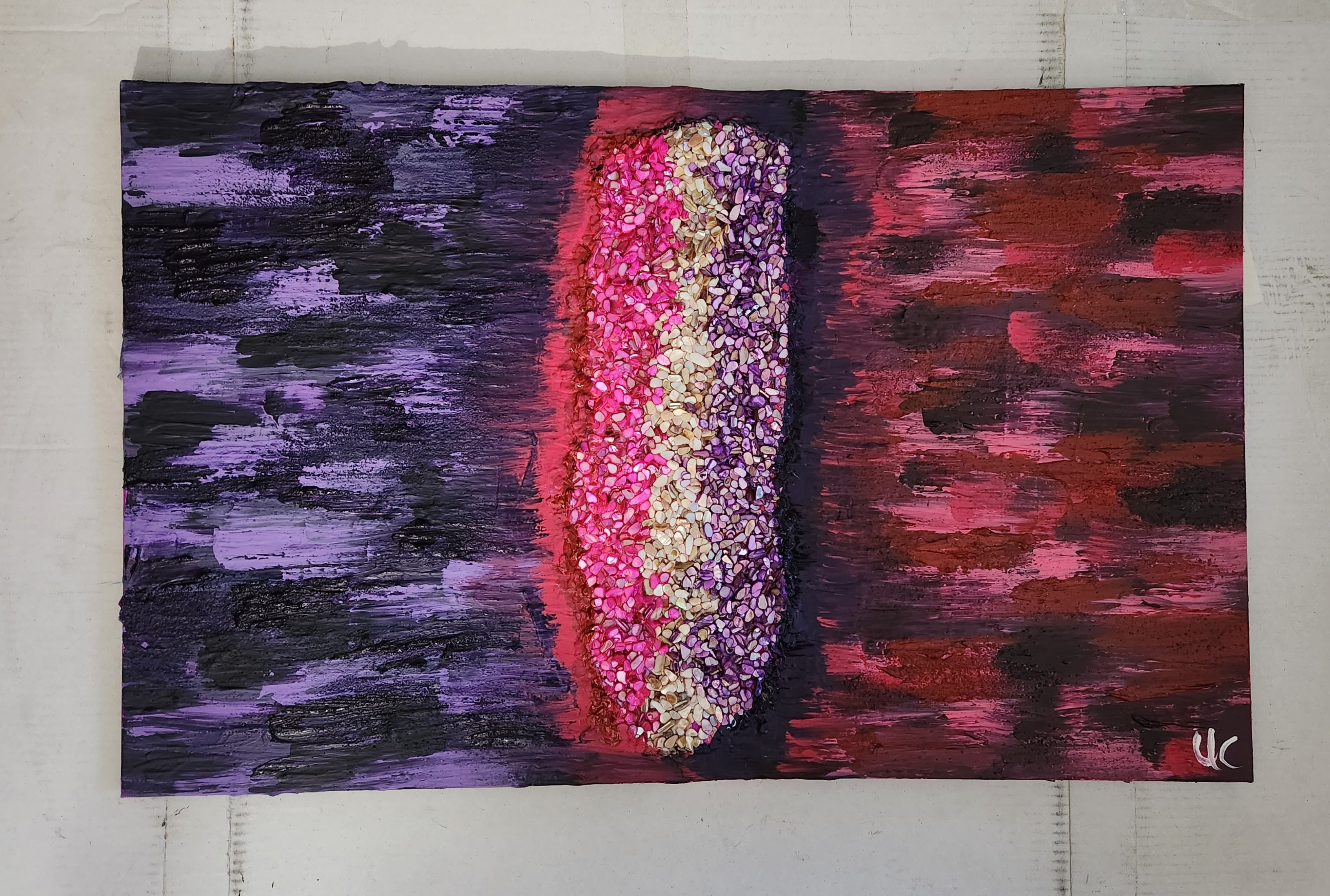 Abstract Acrylic Contemporary Painting 'VERSUS' Acrylic, Object, and Mixed Media on Canvas Ulani Curry