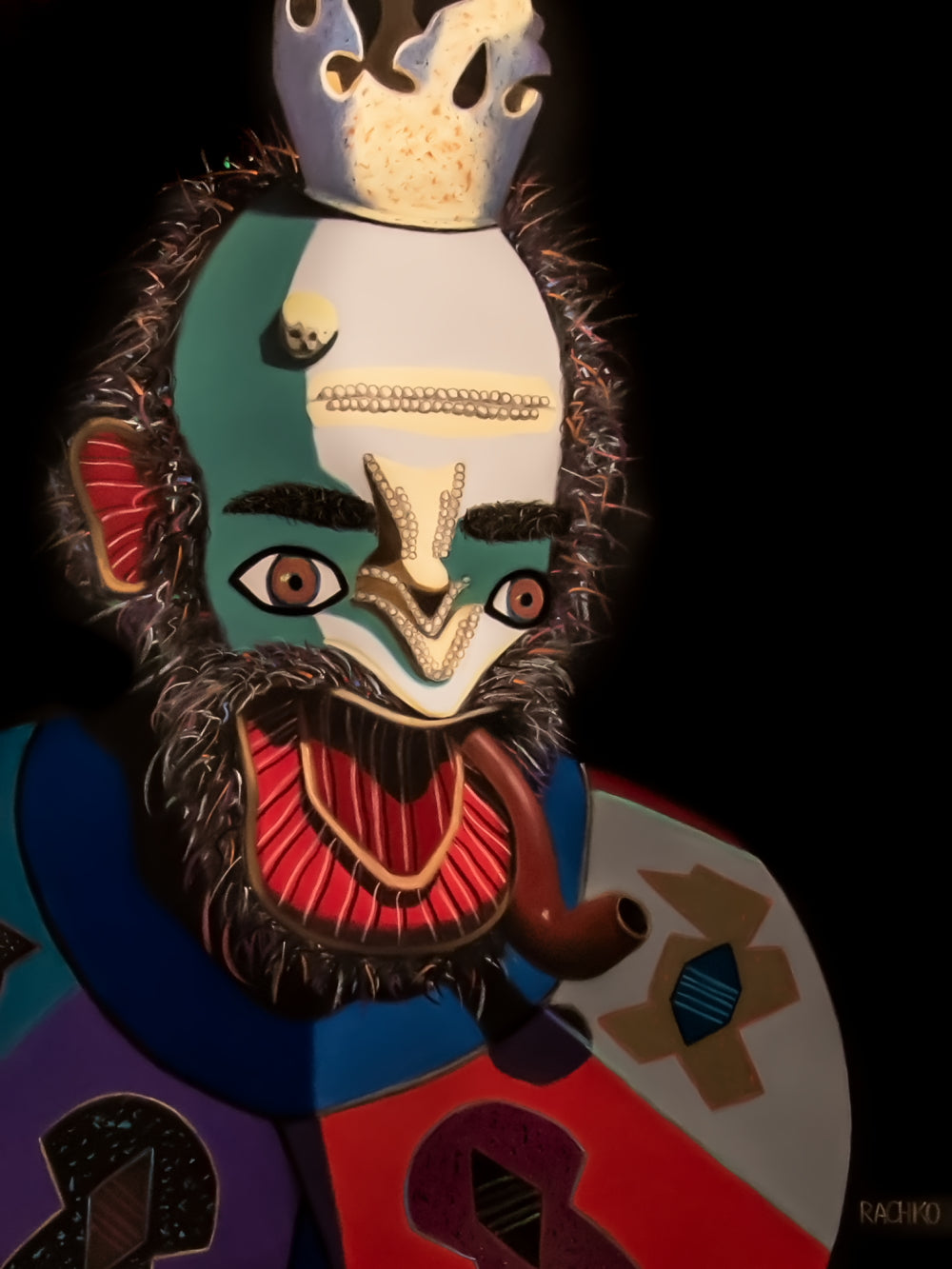 Acrylic Expressionist Figurative Painting Surrealism "VICEROY - BOLIVIANOS" Soft Pastel on Sandpaper Barbara Rachko