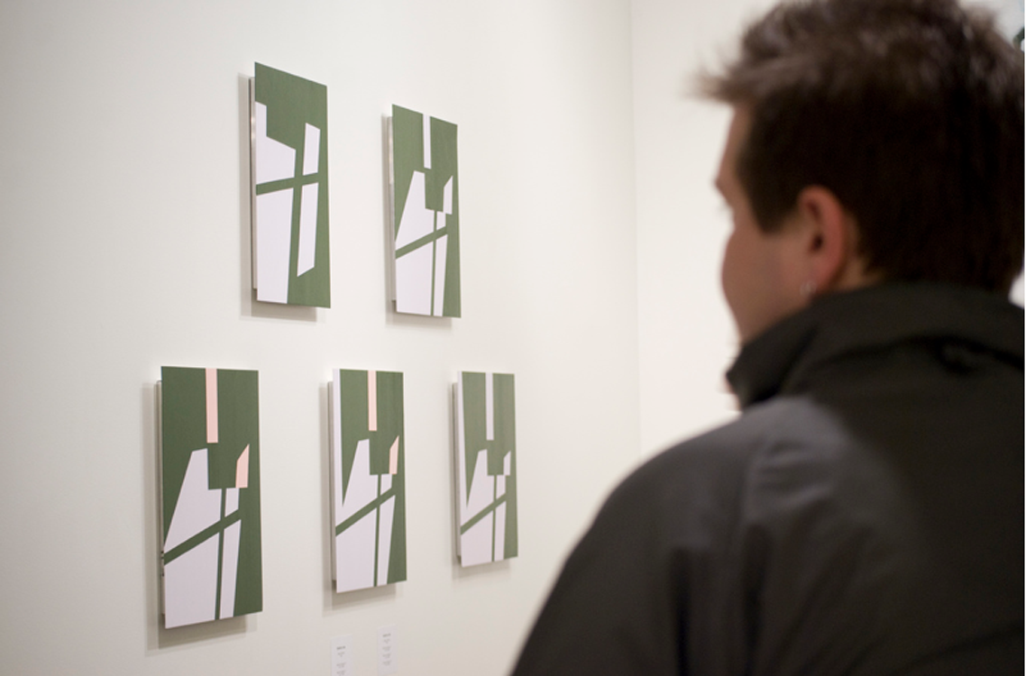 Abstract Acrylic Geometric Minimal Painting 'GREEN ERROR COMPLEX 4' - Acrylic on Aluminum Katherine Lubar