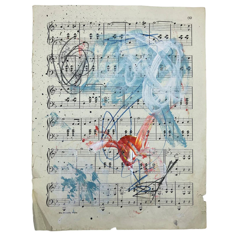 Abstract Mixed Media Painting 'VIVID NOTES SIGNED #1' - Mixed Media Abstract Art Painting Sam Lewis