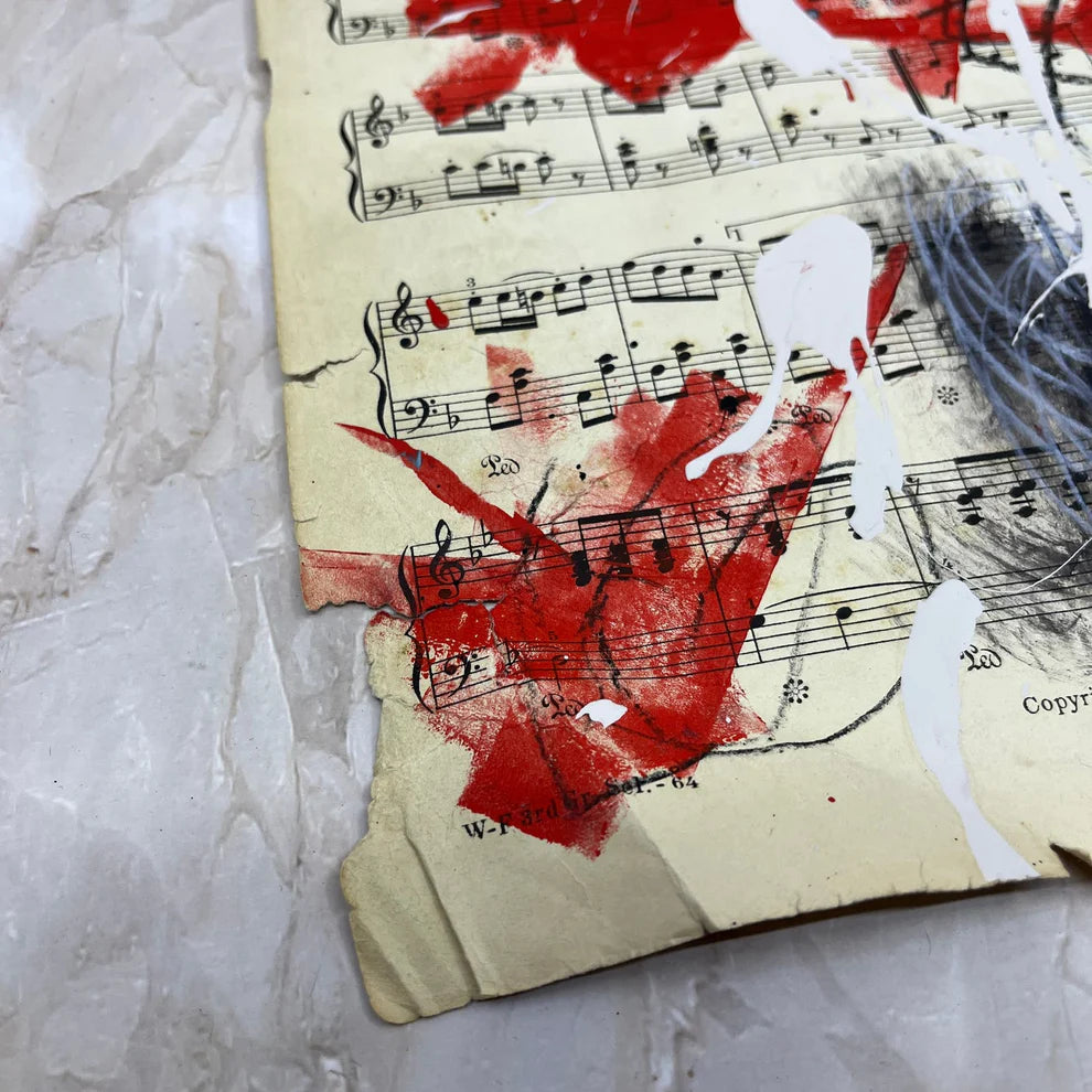 Abstract Mixed Media Painting 'VIVID NOTES SIGNED #10' - Mixed Media Abstract Art Painting Sam Lewis