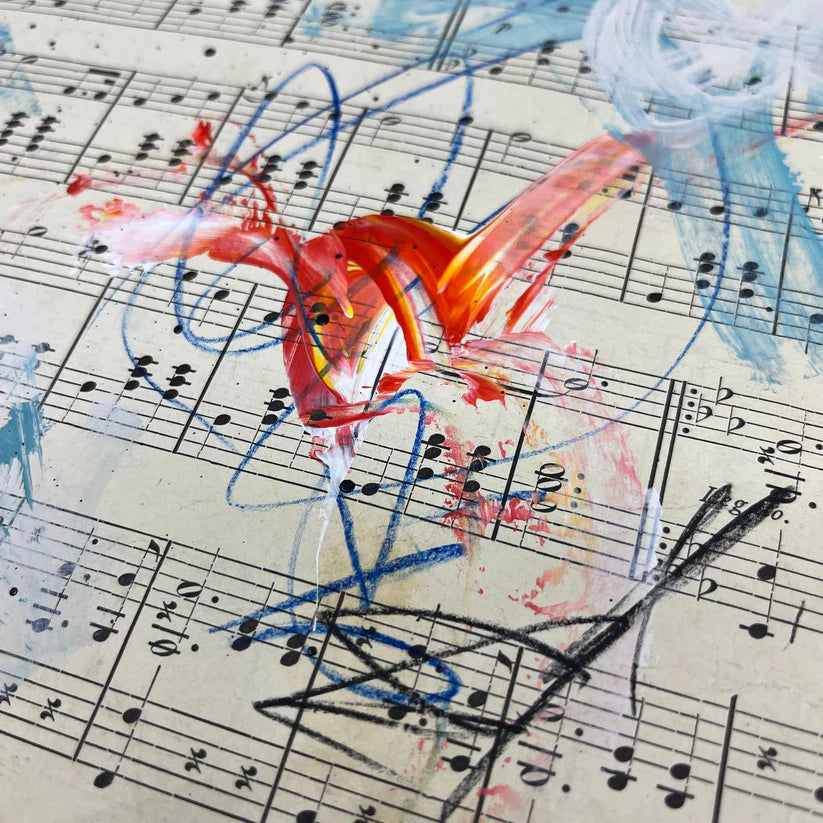 Abstract Mixed Media Painting 'VIVID NOTES SIGNED #1' - Mixed Media Abstract Art Painting Sam Lewis