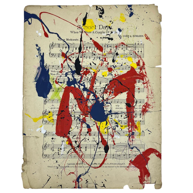 Abstract Mixed Media Painting 'VIVID NOTES SIGNED #2' - Mixed Media Abstract Art Painting Sam Lewis