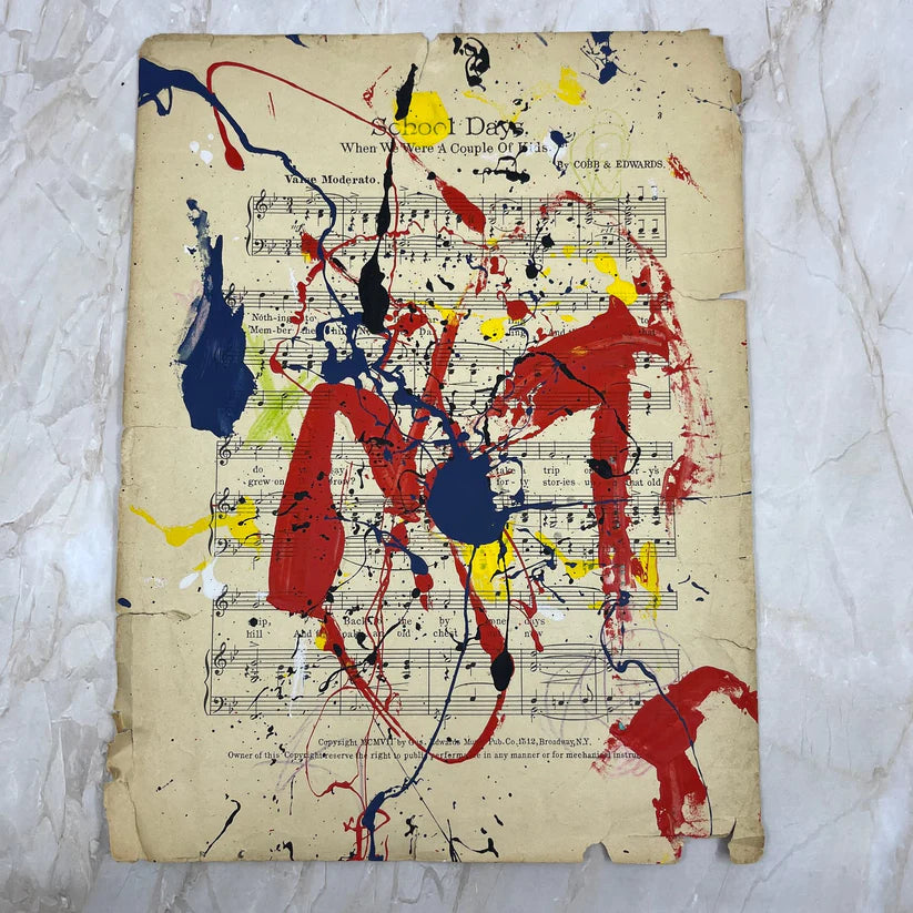Abstract Mixed Media Painting 'VIVID NOTES SIGNED #2' - Mixed Media Abstract Art Painting Sam Lewis