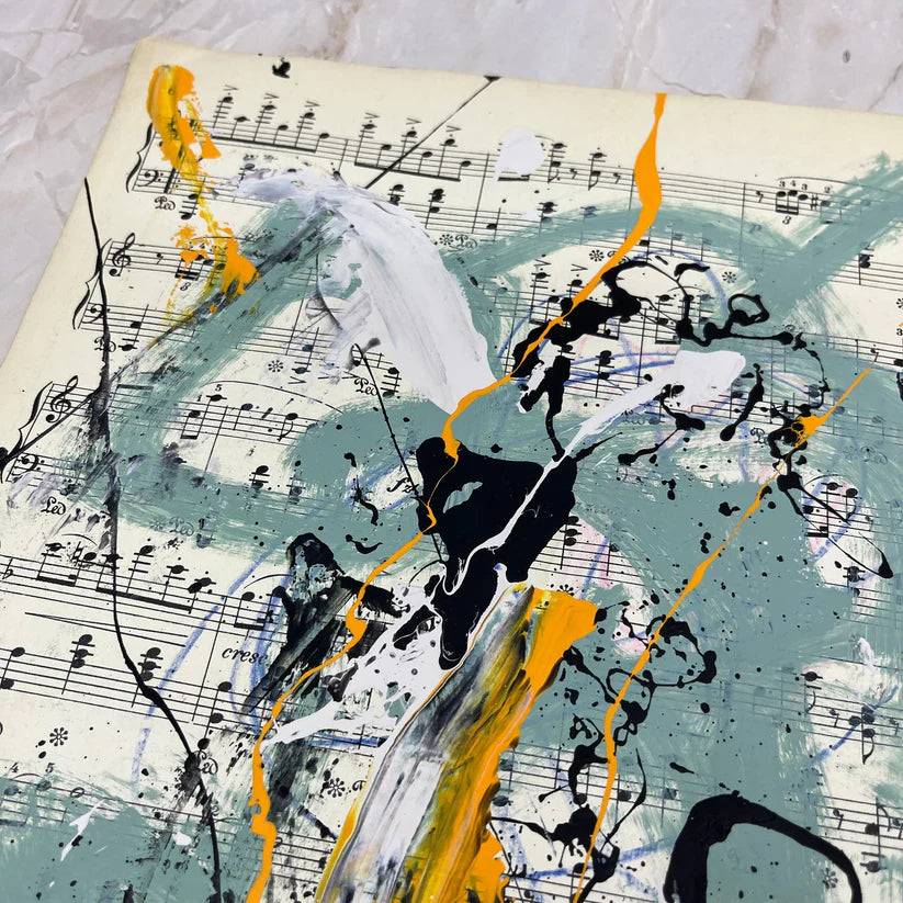 Abstract Mixed Media Painting 'VIVID NOTES SIGNED #4' - Mixed Media Abstract Art Painting Sam Lewis