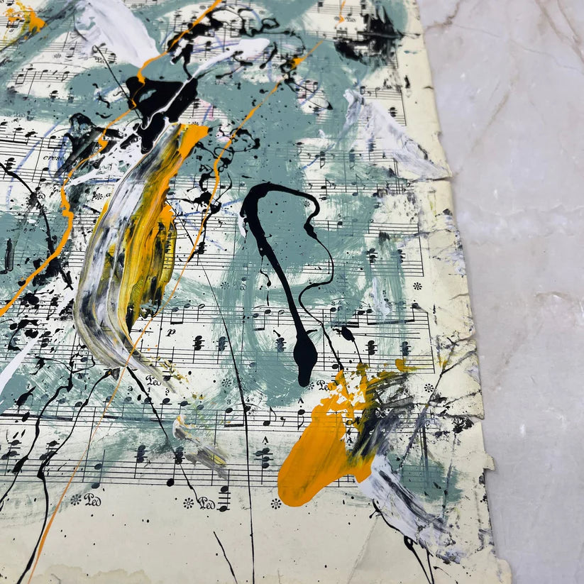 Abstract Mixed Media Painting 'VIVID NOTES SIGNED #4' - Mixed Media Abstract Art Painting Sam Lewis