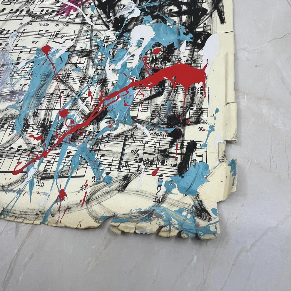 Abstract Mixed Media Painting 'VIVID NOTES SIGNED #7' - Mixed Media Abstract Art Painting Sam Lewis