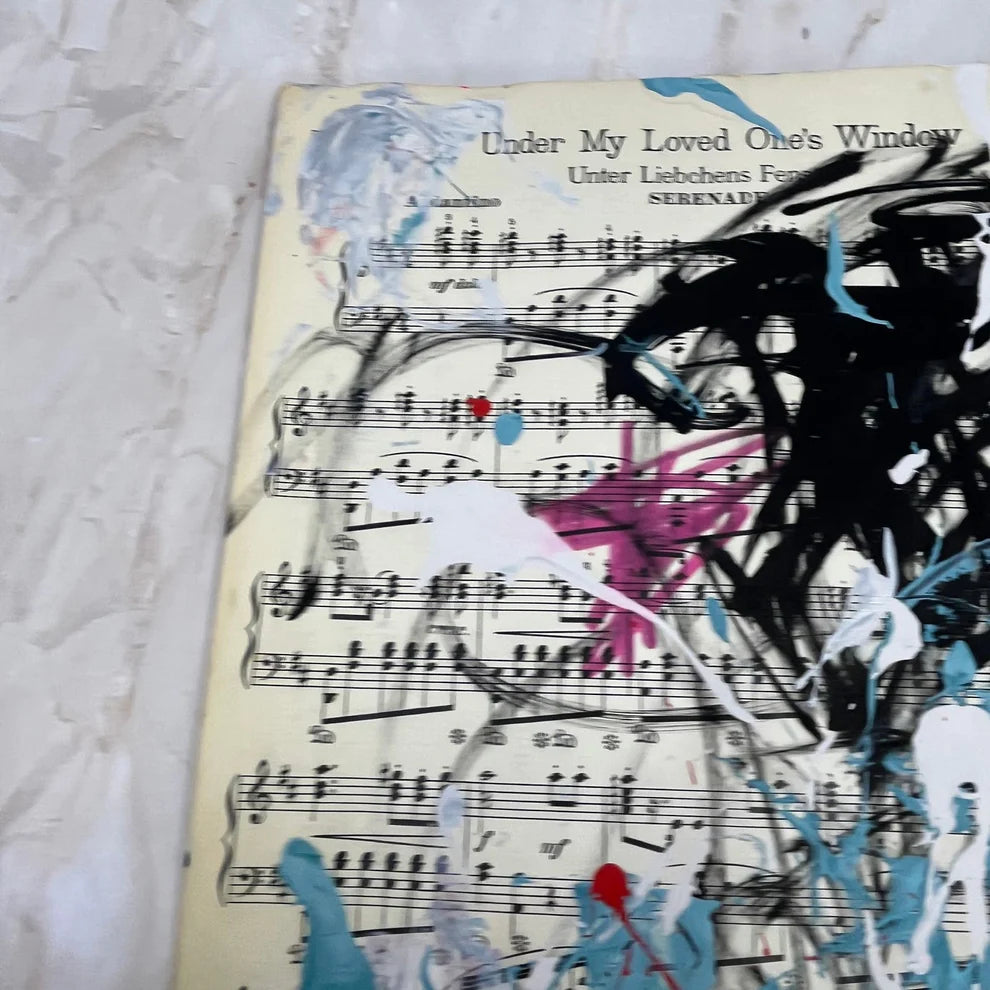 Abstract Mixed Media Painting 'VIVID NOTES SIGNED #7' - Mixed Media Abstract Art Painting Sam Lewis