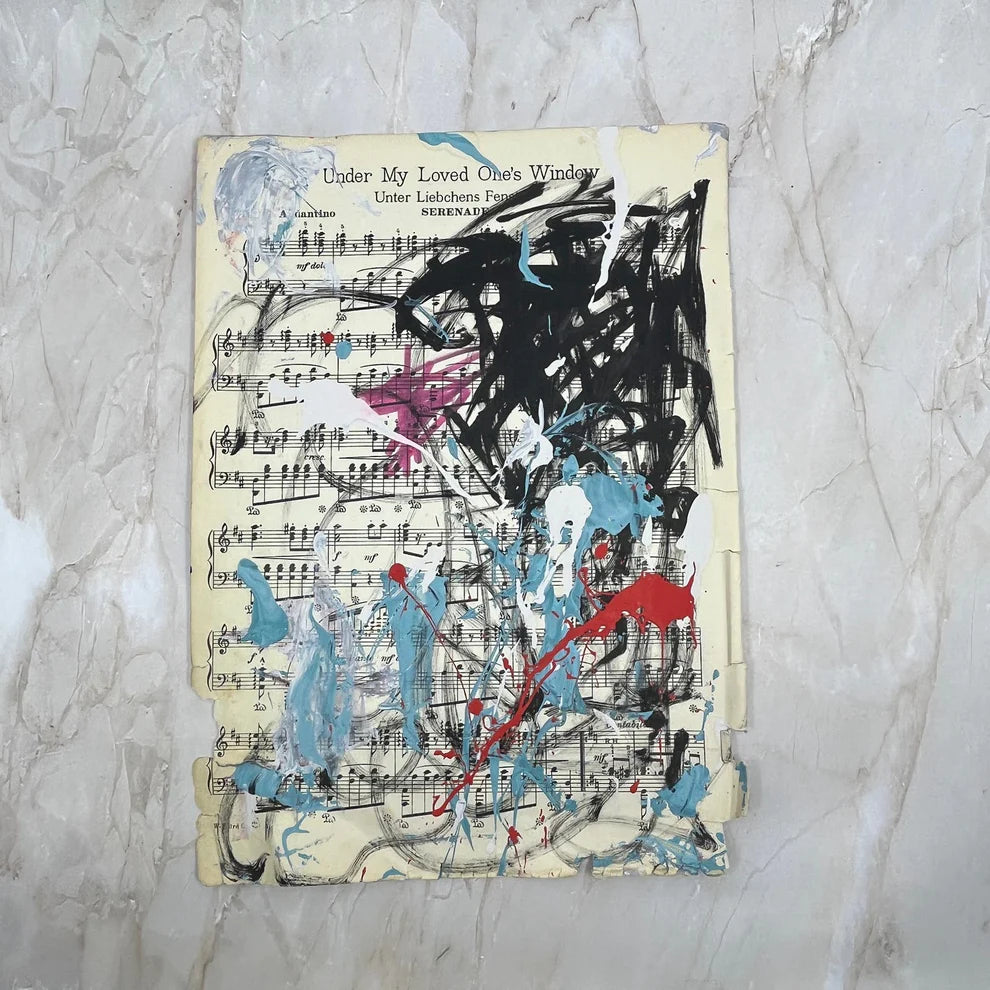 Abstract Mixed Media Painting 'VIVID NOTES SIGNED #7' - Mixed Media Abstract Art Painting Sam Lewis