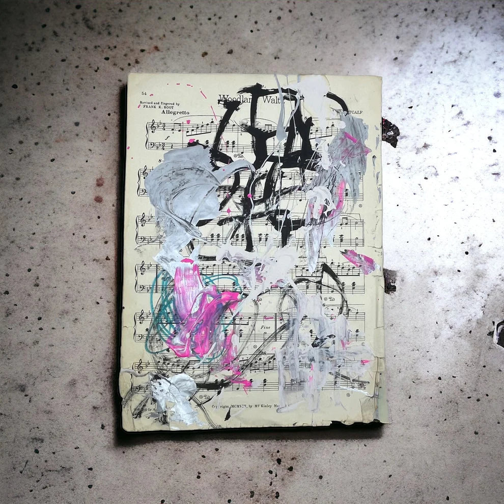 Abstract Mixed Media Painting 'VIVID NOTES SIGNED #8' - Mixed Media Abstract Art Painting Sam Lewis