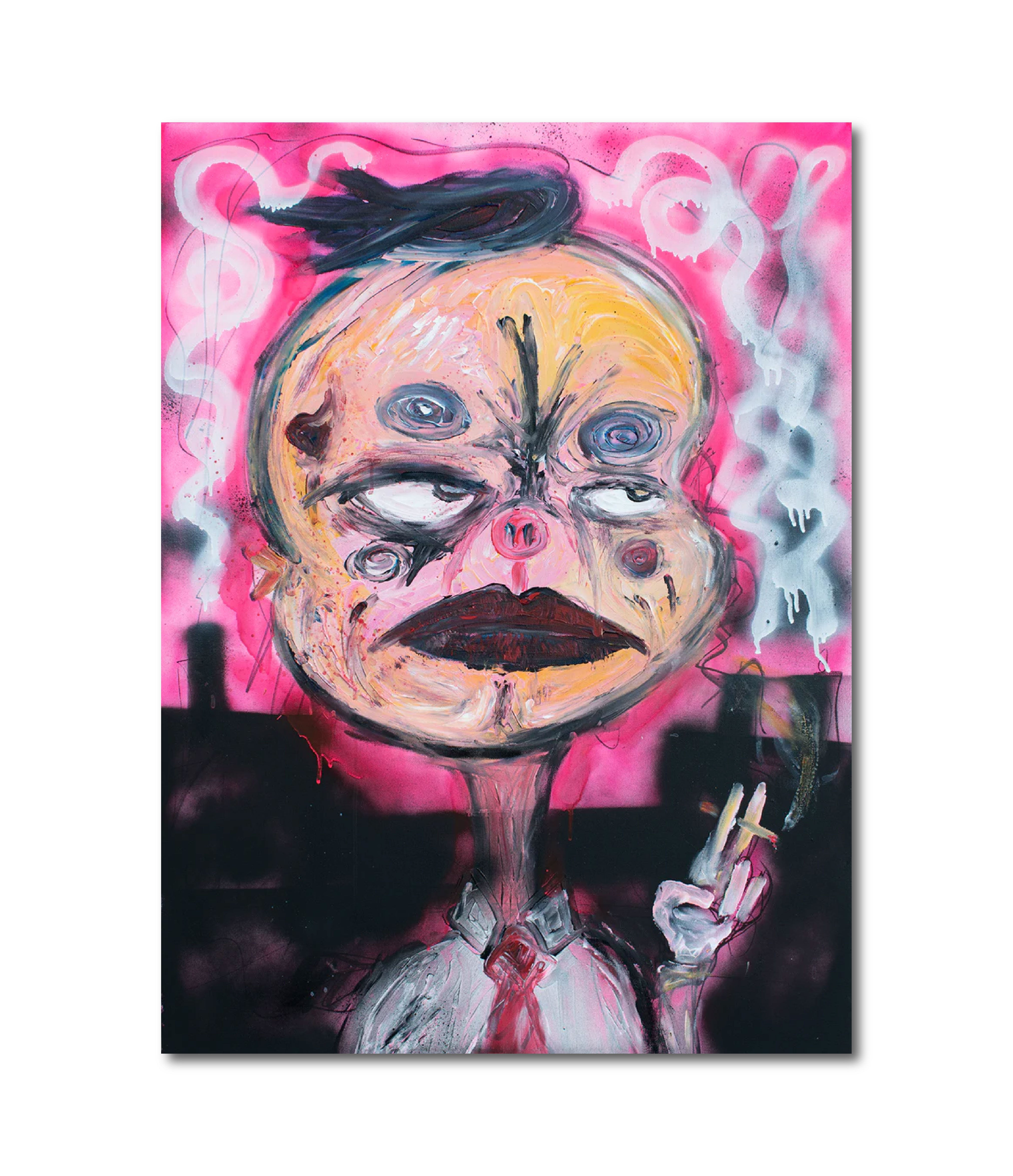 Acrylic Mixed Media 'WALKING 2 WORK' - Acrylic and Mixed Media on Canvas Joseph Smolin