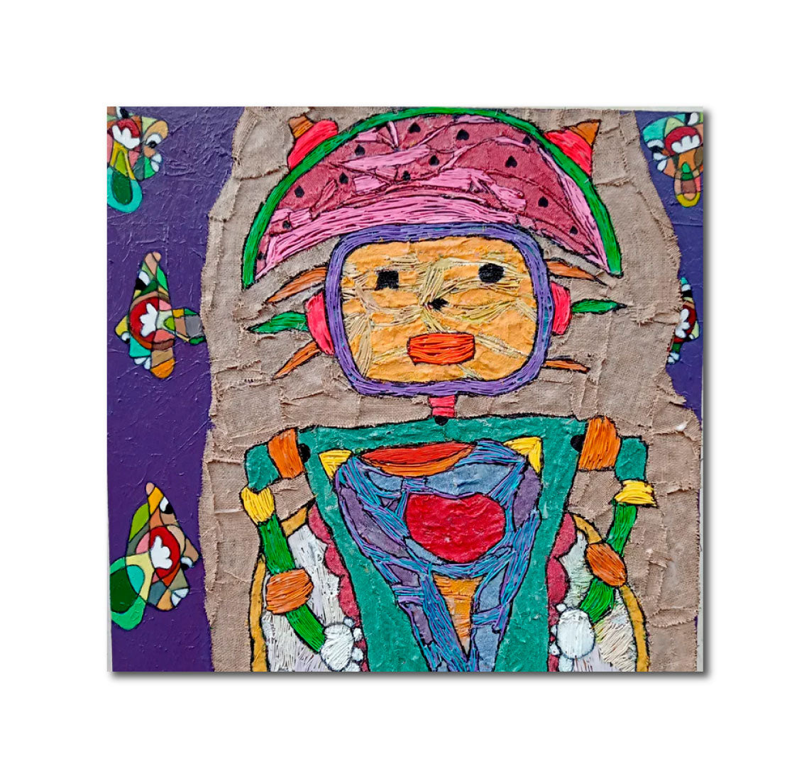 'WATERMELON HAT FOR PALESTINIANS' - Mixed Medium on Canvas Antonius Kho