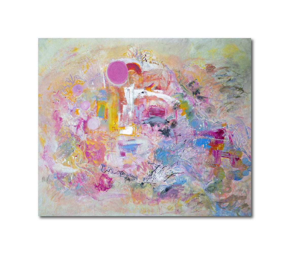 Acrylic Painting 'WHEN THE HEART OPENS' - Acrylic and Oil Pastel Painting Grettel Lemus