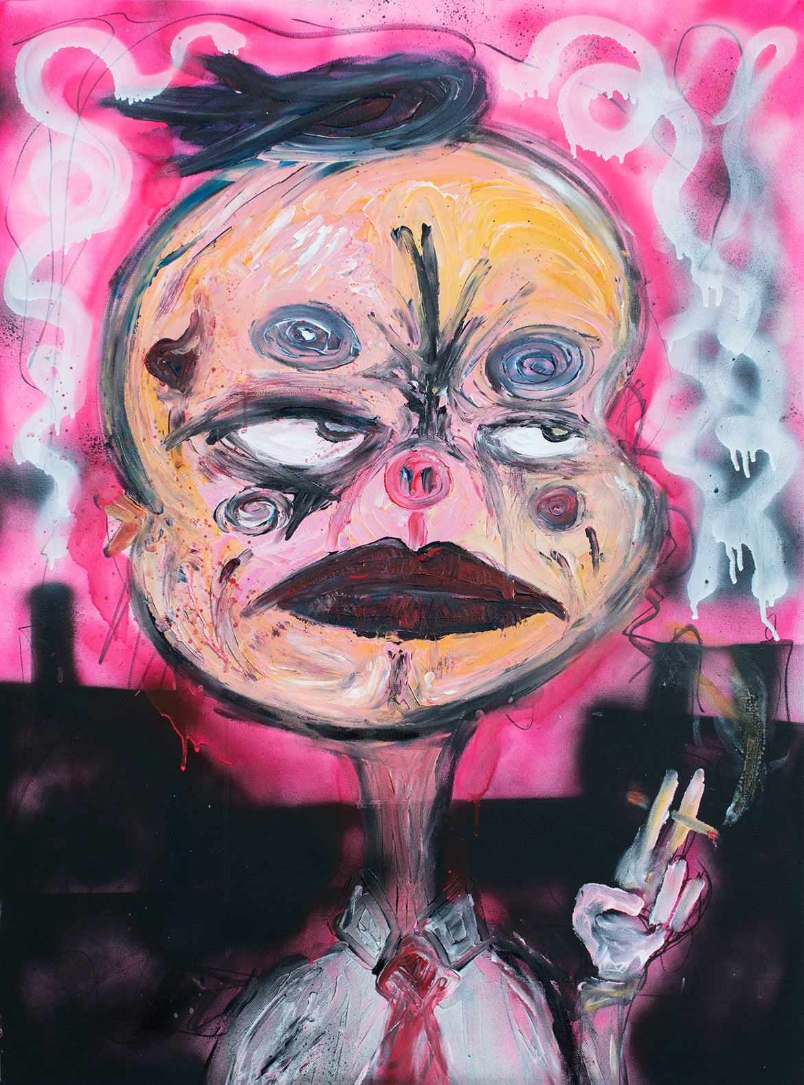 Acrylic Mixed Media 'WALKING 2 WORK' - Acrylic and Mixed Media on Canvas Joseph Smolin