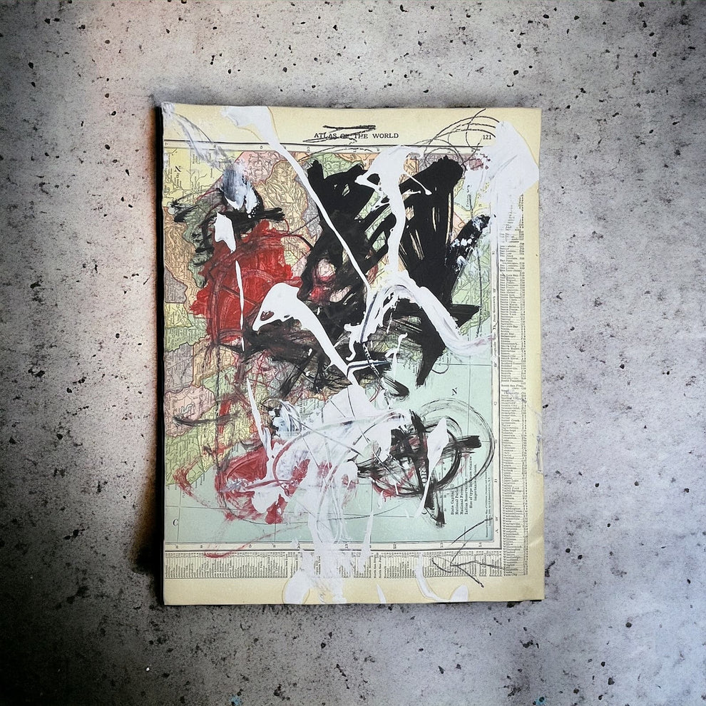 Abstract Mixed Media Painting 'WANDERLUST SIGNED #1' - Mixed Media Abstract Art Painting Sam Lewis