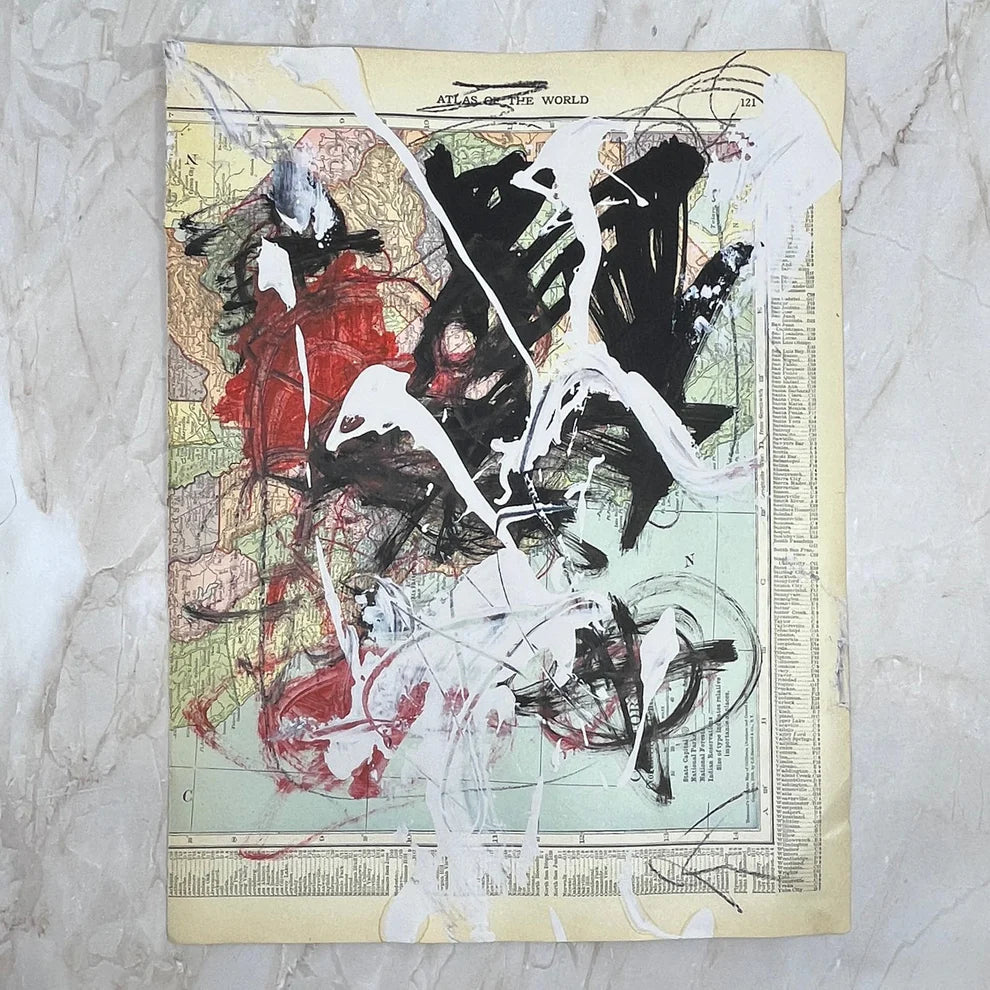 Abstract Mixed Media Painting 'WANDERLUST SIGNED #1' - Mixed Media Abstract Art Painting Sam Lewis