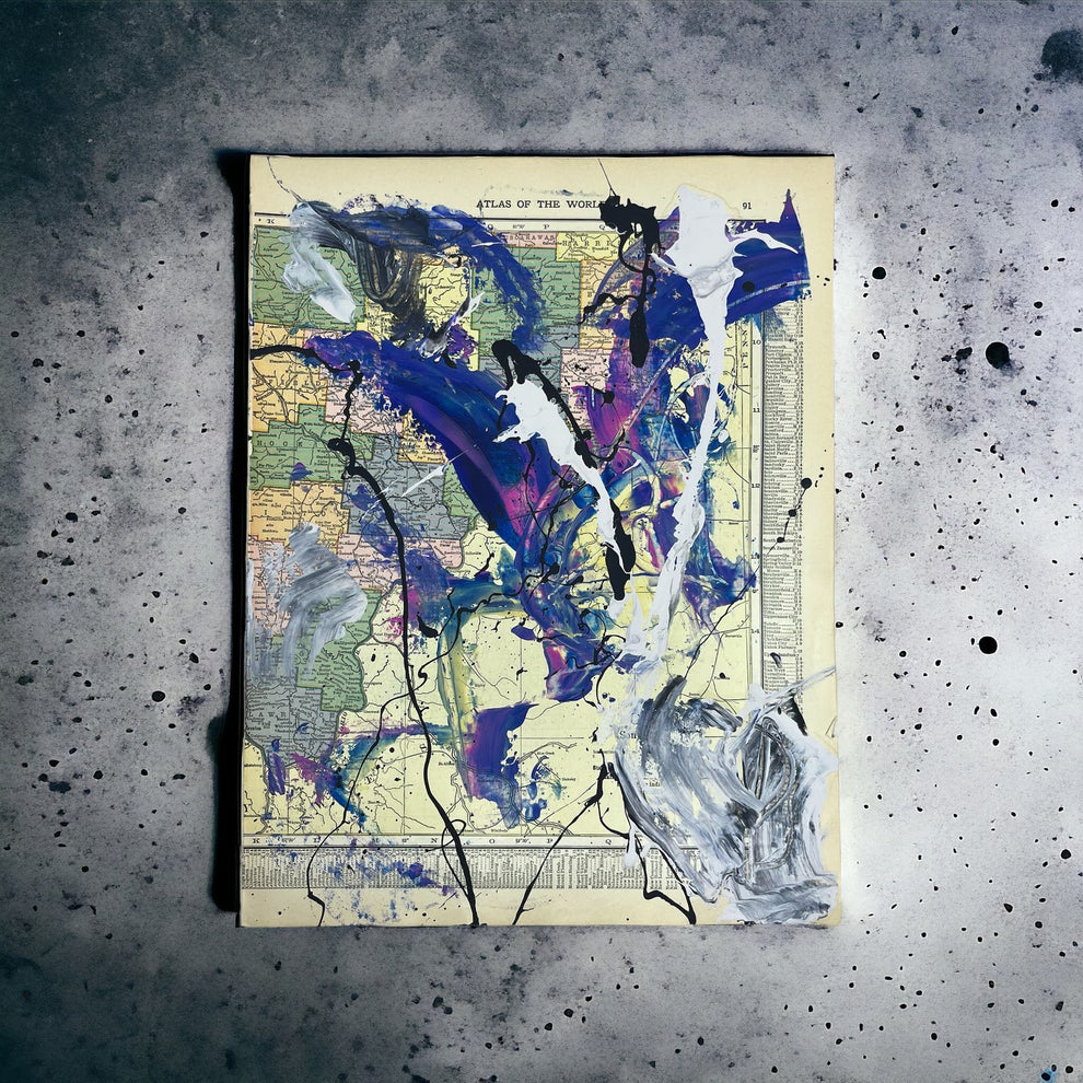 Abstract Mixed Media Painting 'WANDERLUST SIGNED #7' - Mixed Media Abstract Painting Sam Lewis
