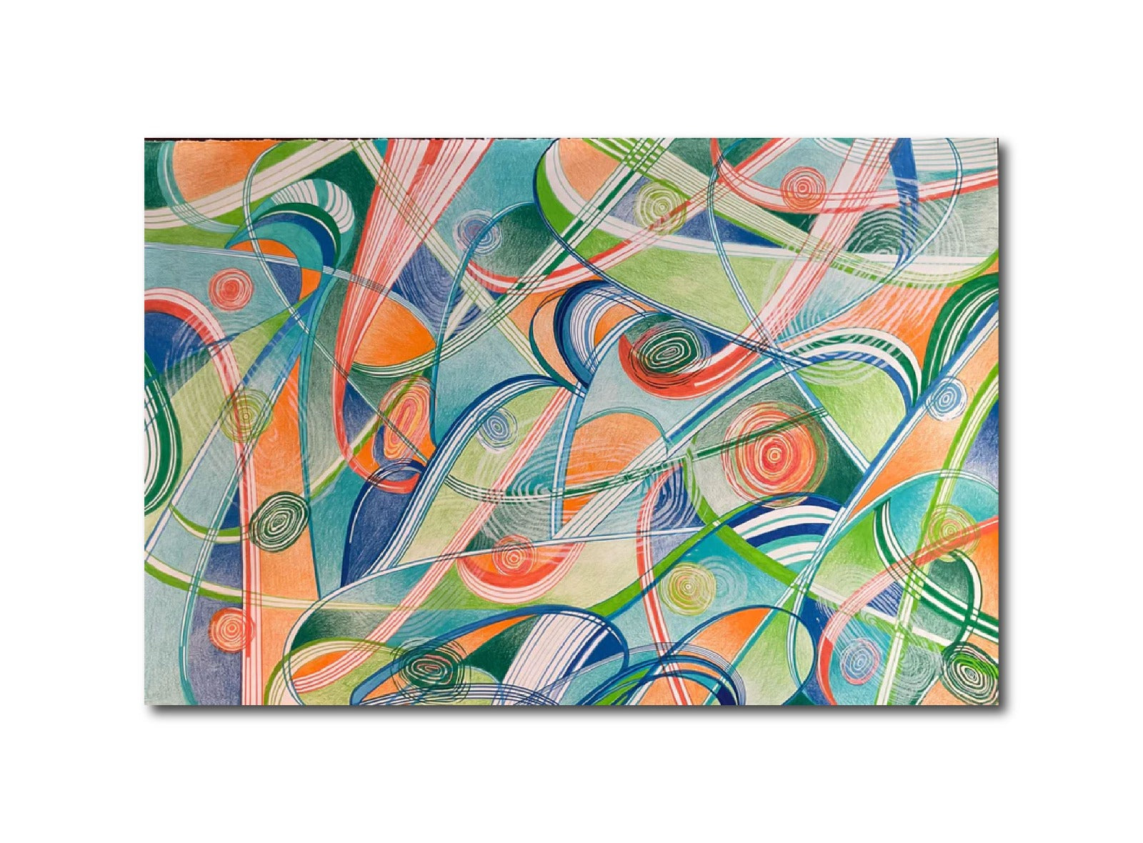 Contemporary 'OUTSIDE THE BOX' - Relief print, acrylic, and color pencil Linda Gelbard