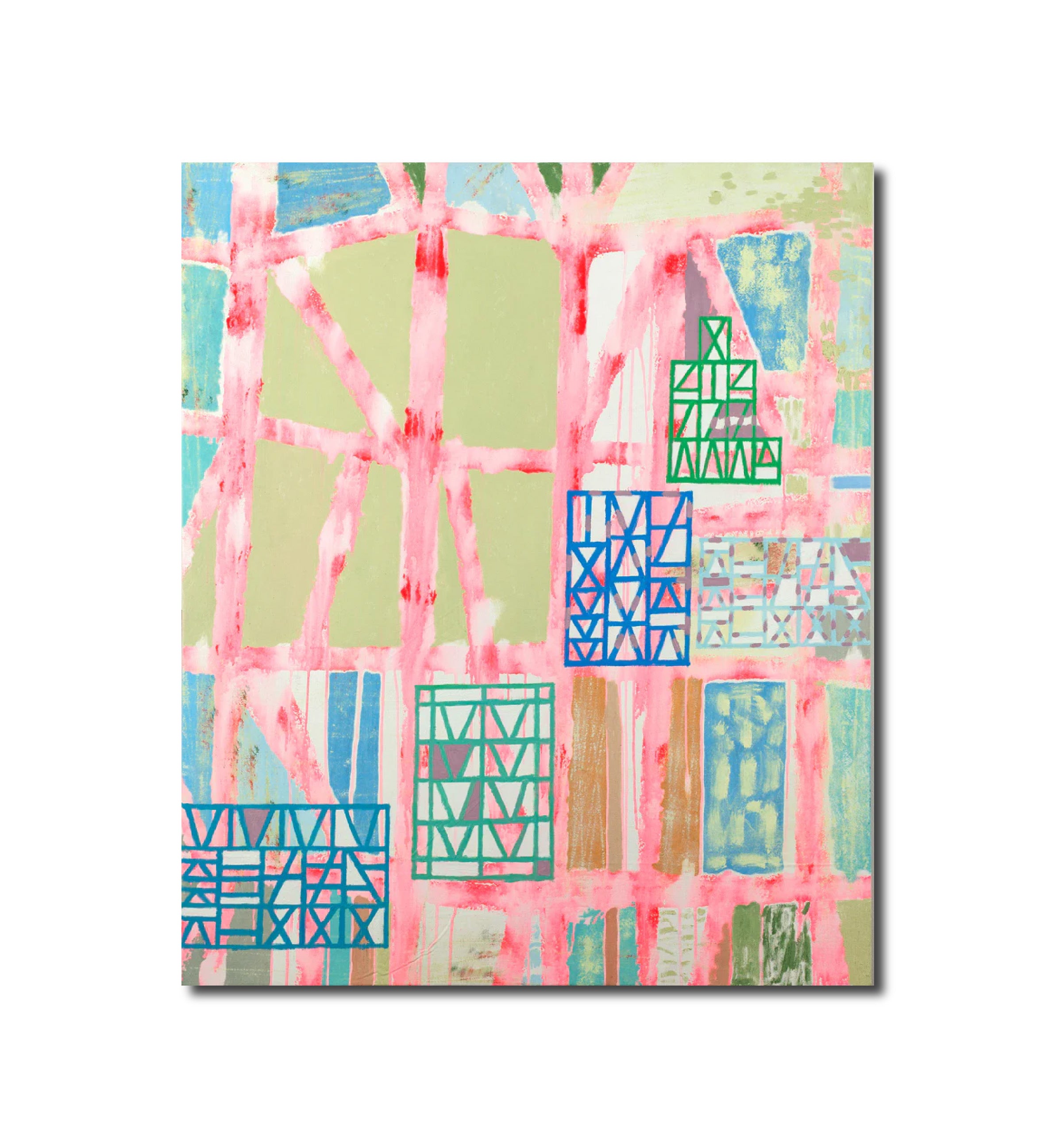 Abstract Contemporary Expressionist Geometric 'FACHWERK UND 50' - Oil & Acrylic on Canvas Miika Nyyssonen