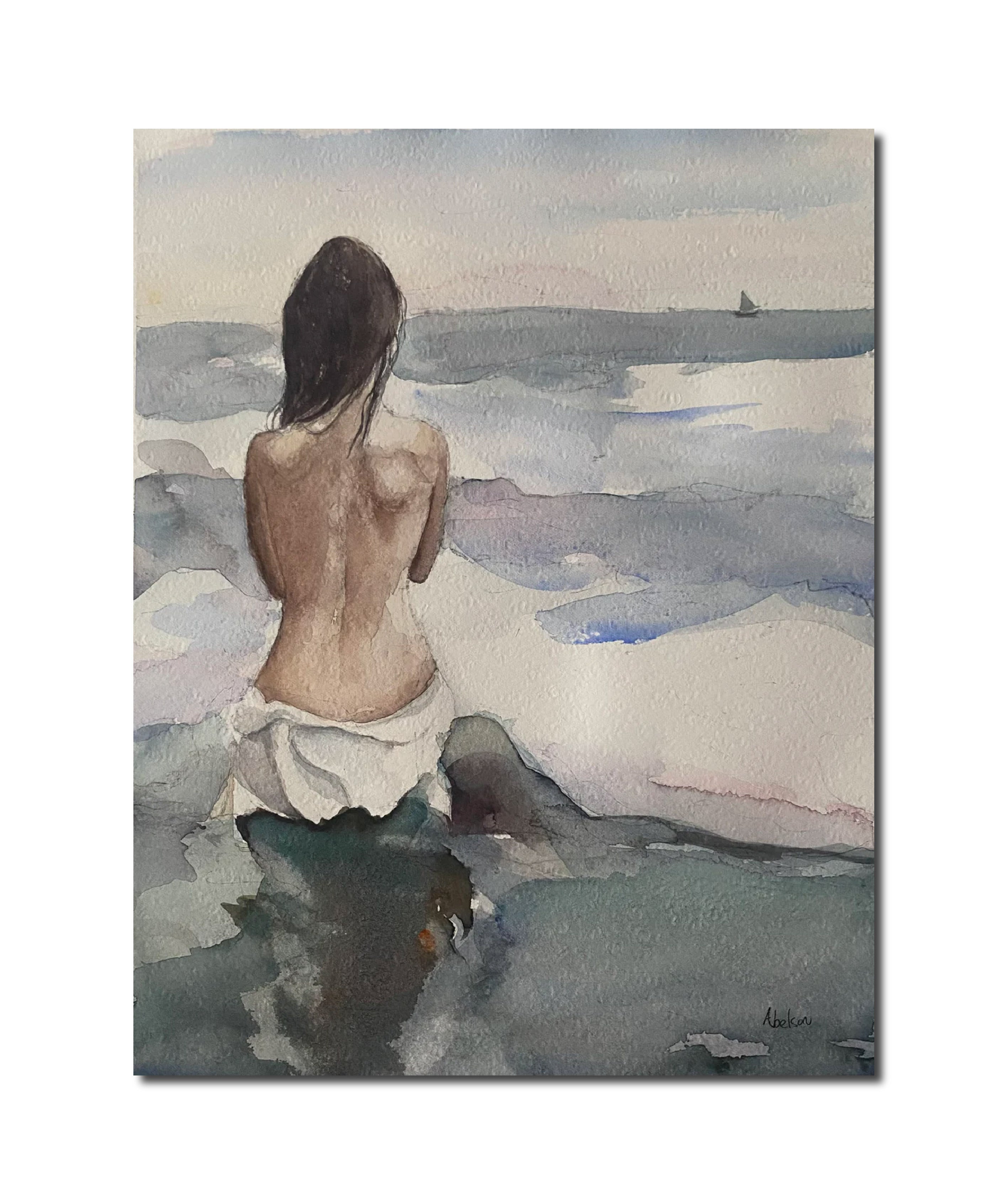 Painting 'LE DÉPART' - Watercolour on Arches David Abelson
