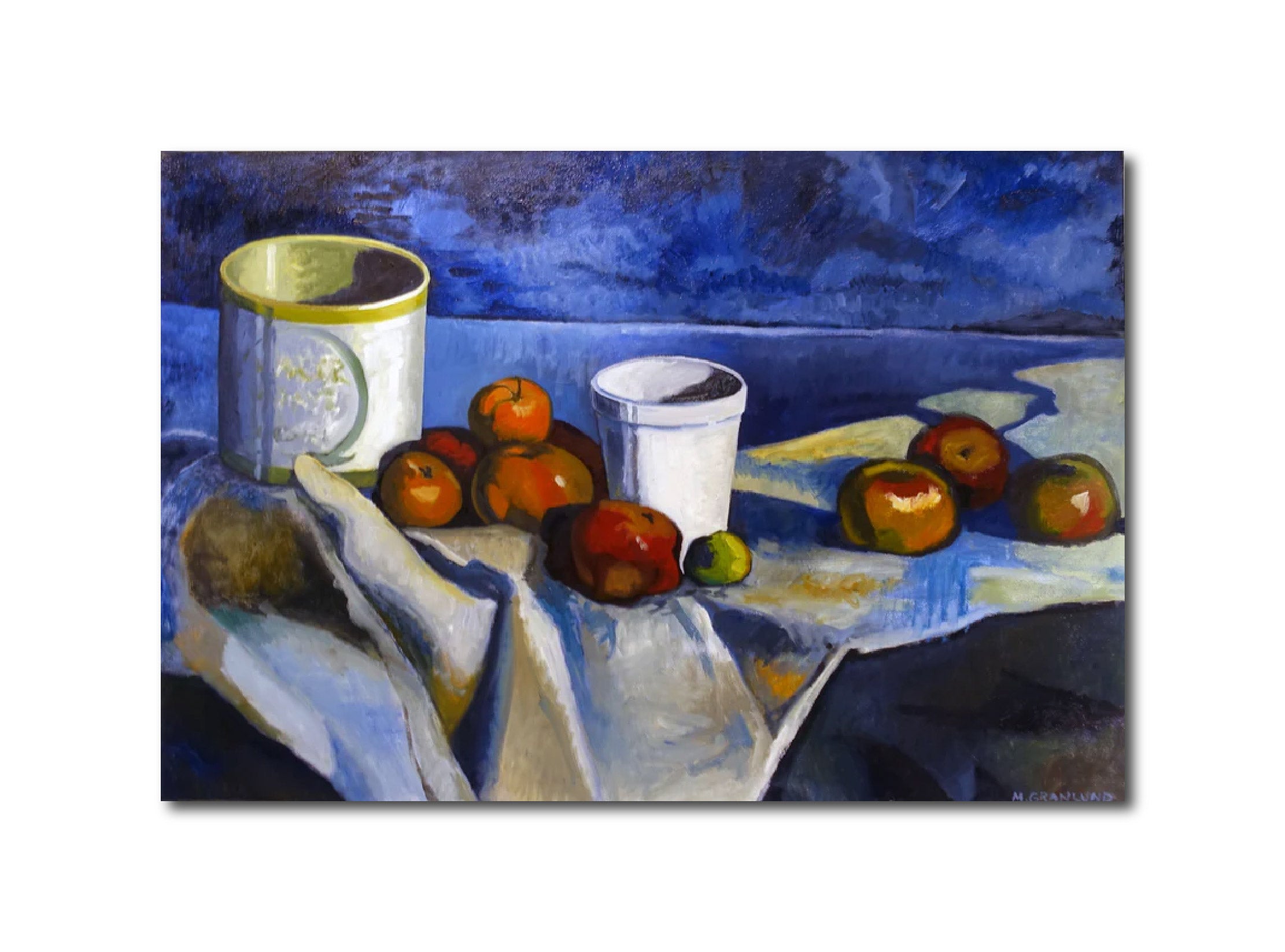 Oil Paint Still Life 'STILL LIFE WITH ARCTIC APPLES, STYROFOAM CUP AND OIL CAN' - Oil Paint on Canvas Mark Granlund
