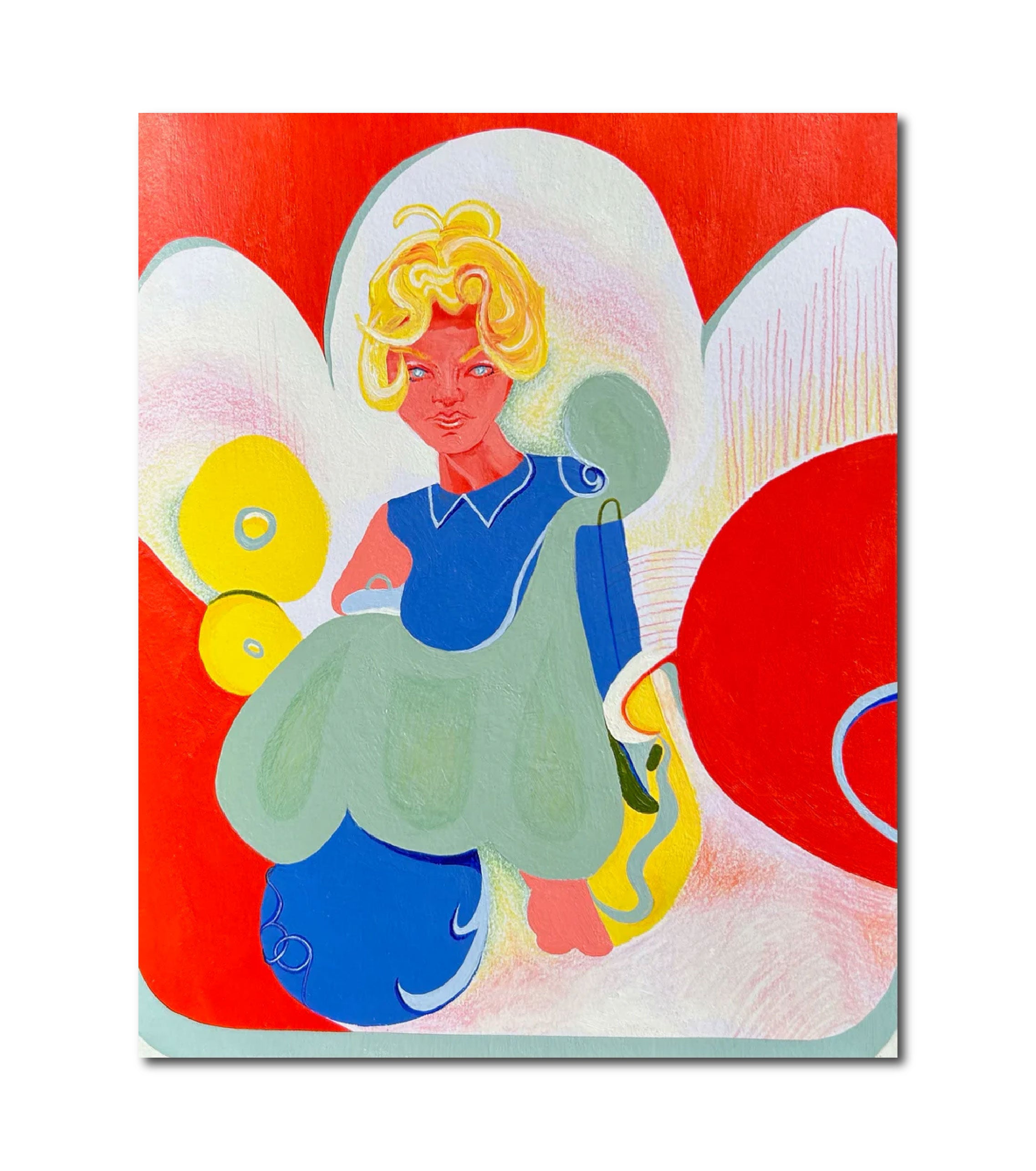 Acrylic Collage Pencil 'PRIMARY SHIFT' - Acrylic paint, Colored Pencil, Glue, Collage on Paper June McCall