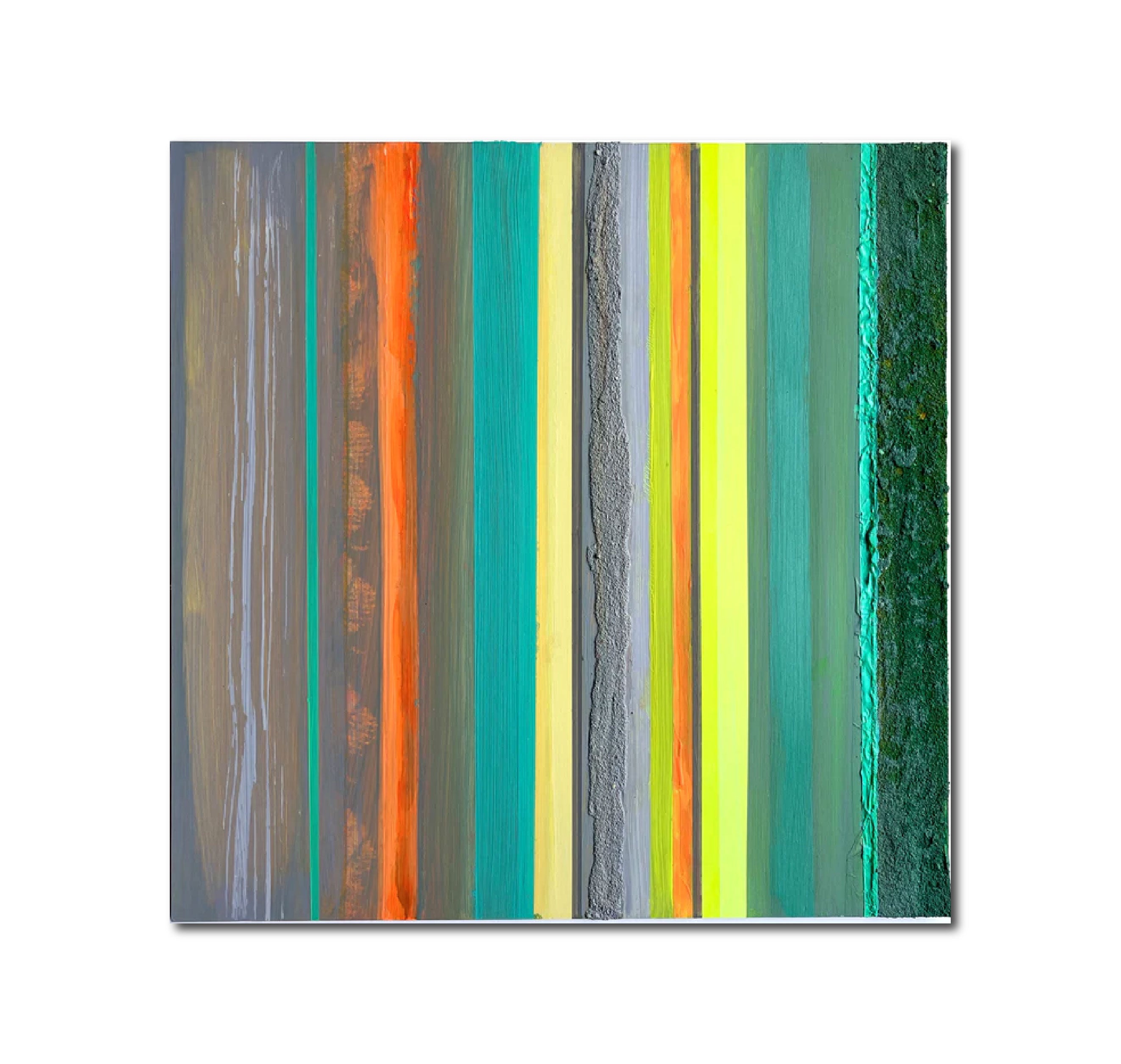 Abstract Acrylic Collage Contemporary Geometric Painting 'HAPTIC BARCODE 8/23' Susanne Meier zu Eissen-Rau