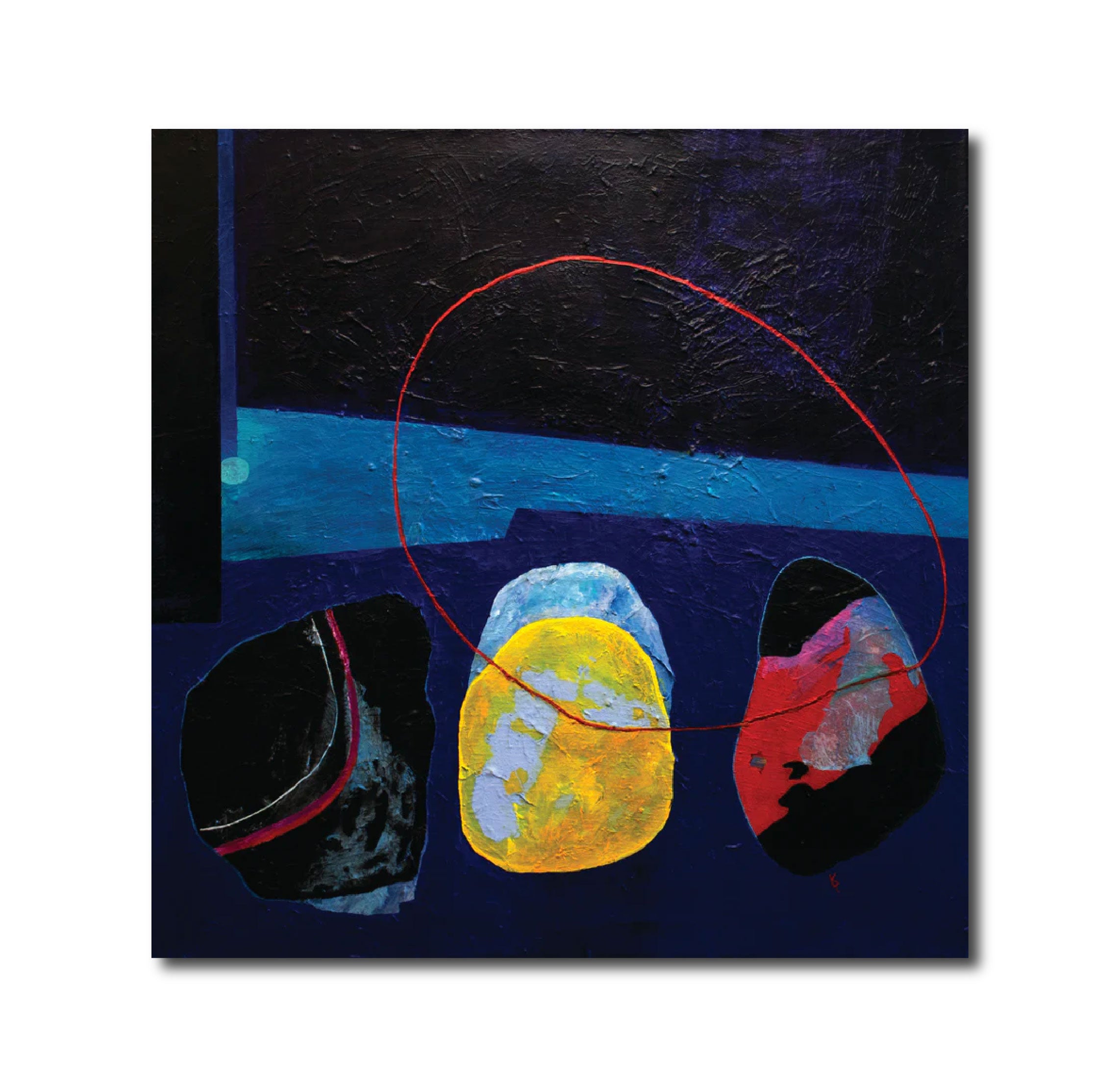 Acrylic Collage 'ORACLE' - Acrylic, Rice Paper, Collage, Gel on Canvas Karin Batten