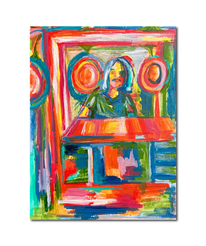 Acrylic Collage Pencil 'ISAAC AT SWEETWATER- STUDY #2' - Acrylic paint on paper June McCall