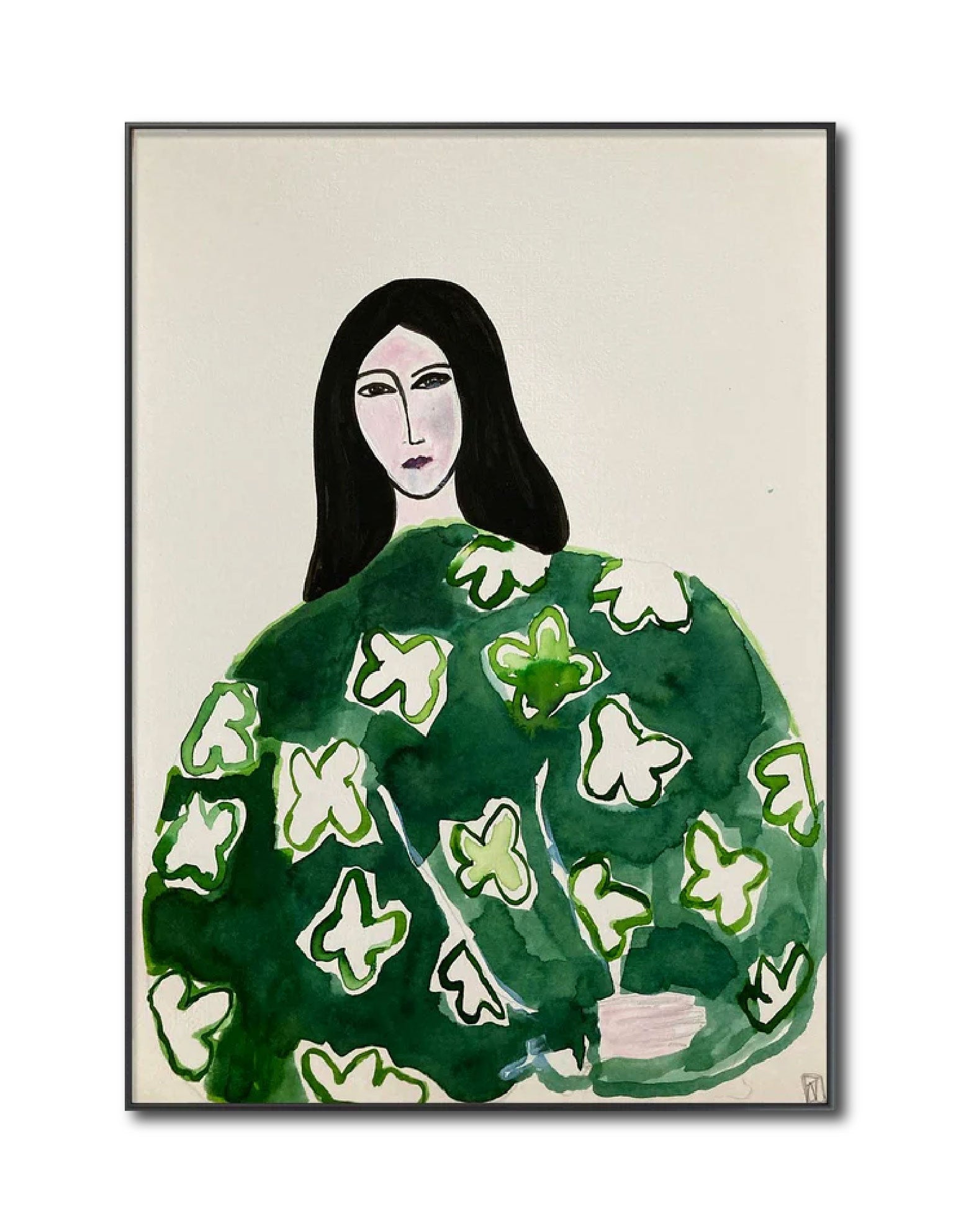 Drawing Illustration Ink Portrait 'PATIENCE' - Ink and Acrylic Pen Nina Fourton