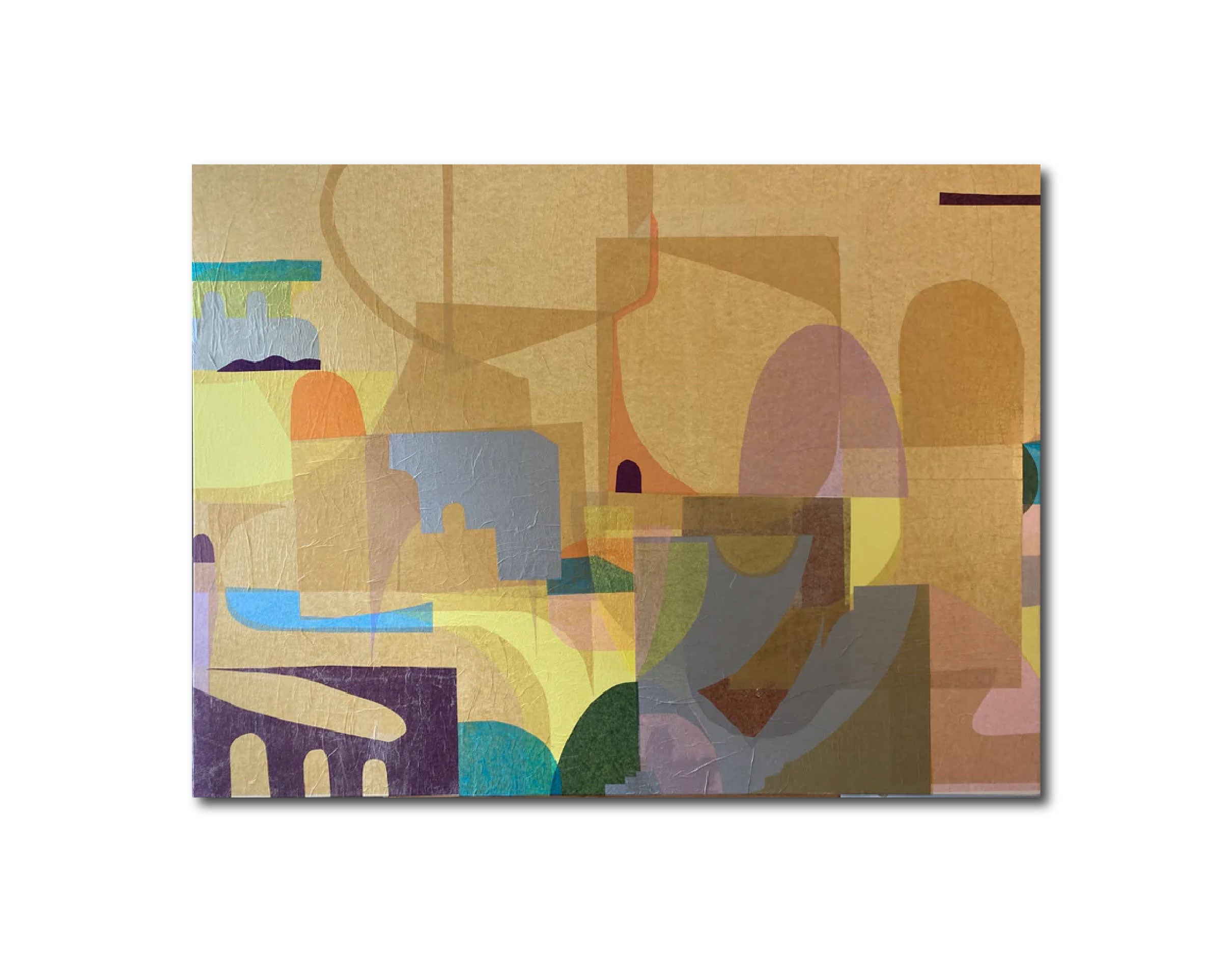 Abstract Geometric Painting 'CITY #2' Mixed Media on Canvas René Vasquez