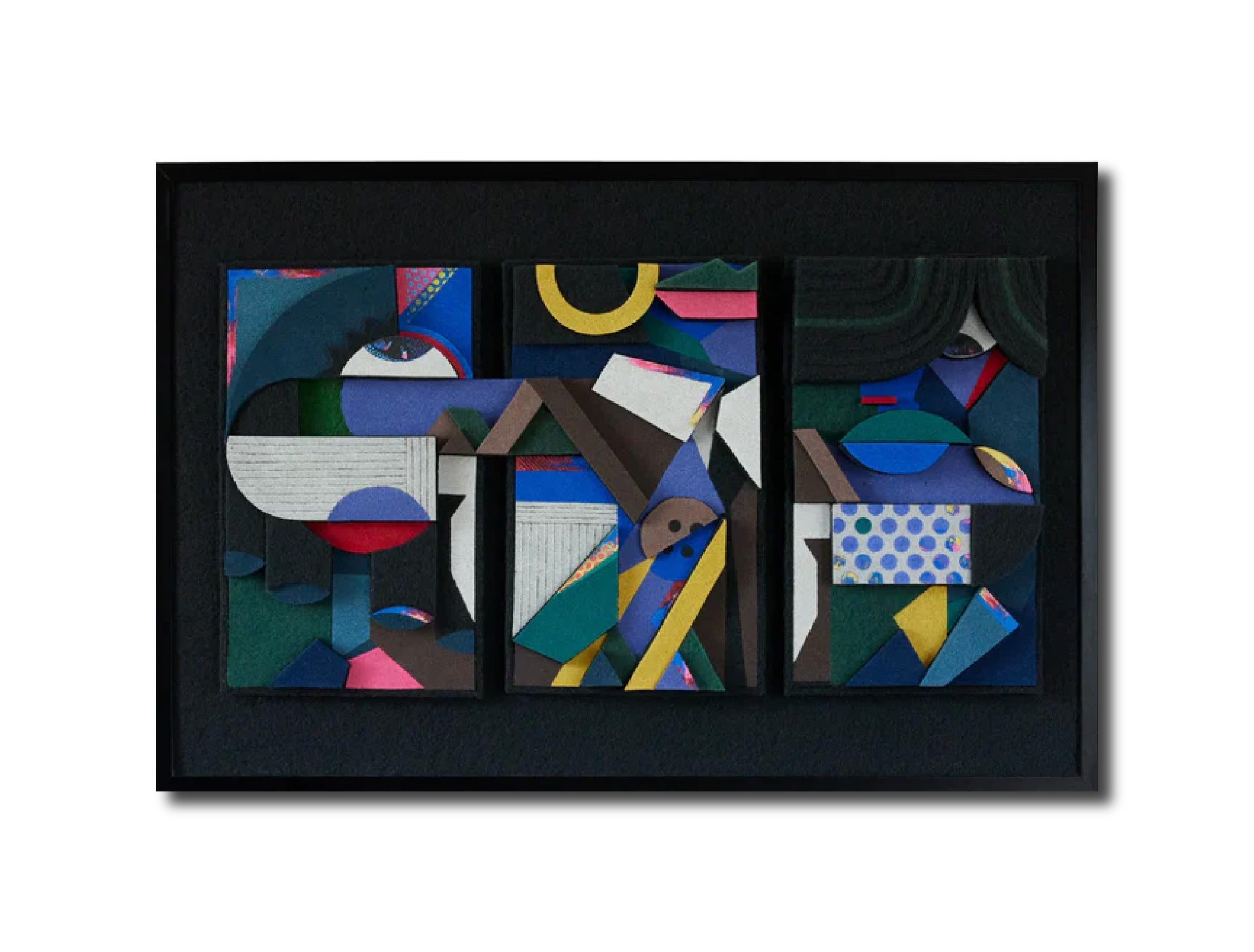 Abstract Acrylic Geometric Mixed Media 'TRIO' - Mixed Media Sculpture Eni Pullumbi