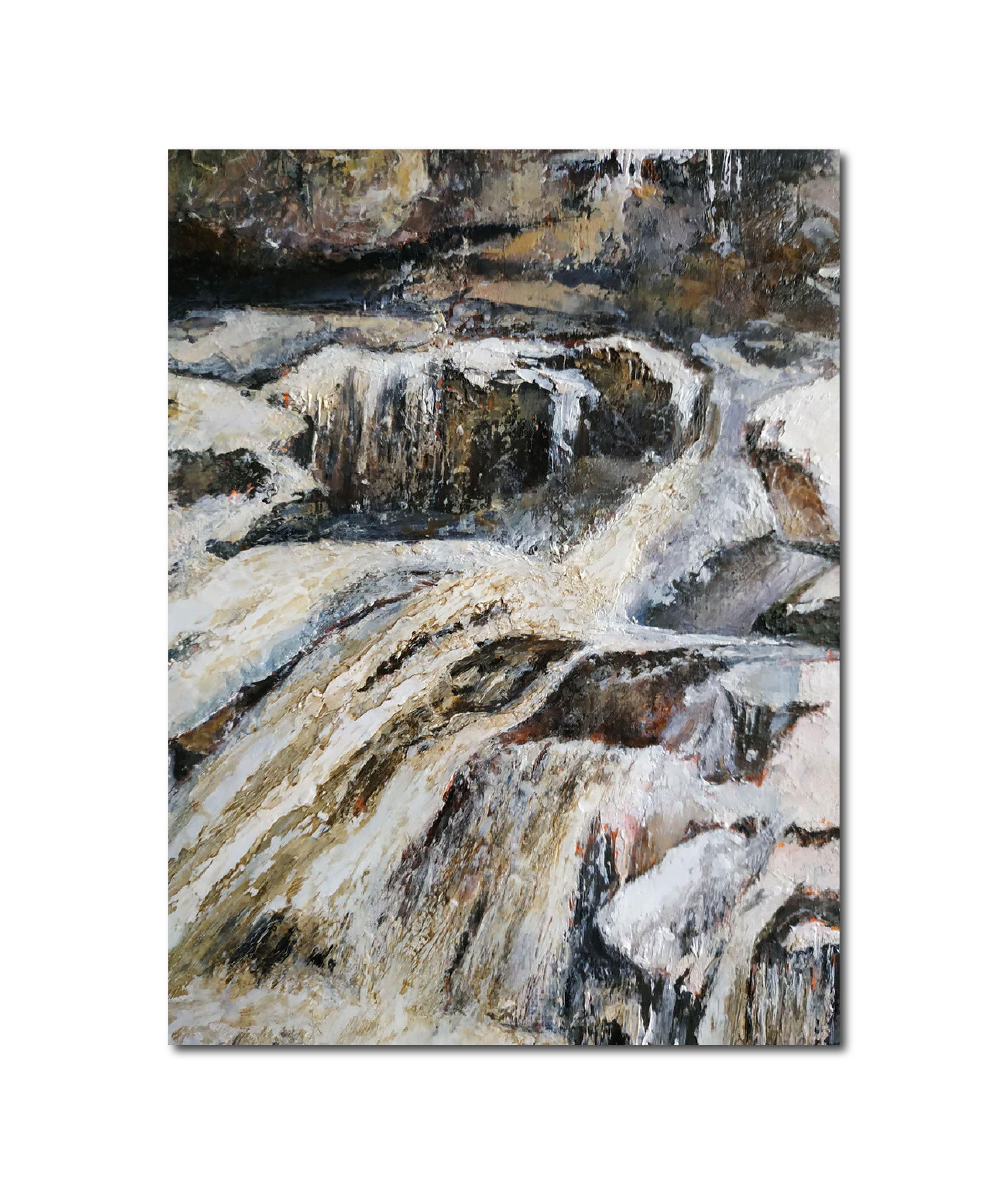 Landscape Oil Painting 'CASCADA CON NIEVE' - Oil on Paper Tomas Castano