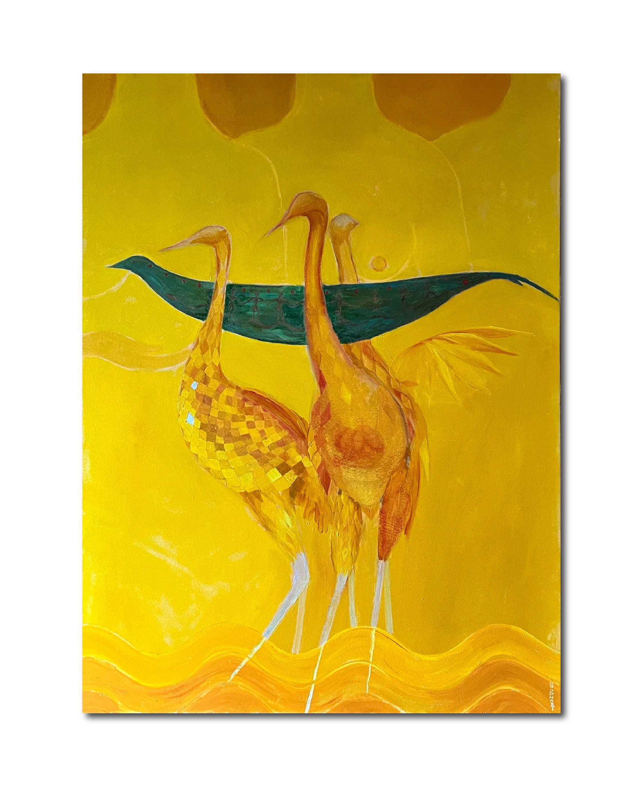 Figurative Oil 'PERIRRHANTERION, YELLOW & GREEN' - Oil on Canvas Laurie Goodhart